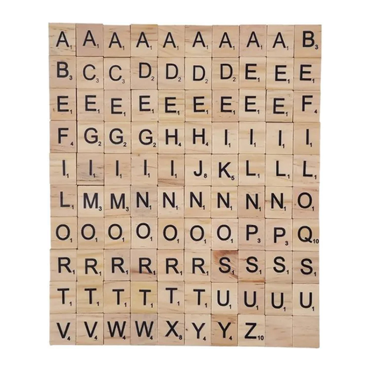 Clever and Delights Holzfliesen-Buchstaben Set, 100 Stück, beige, quadratisch - Bild 1
