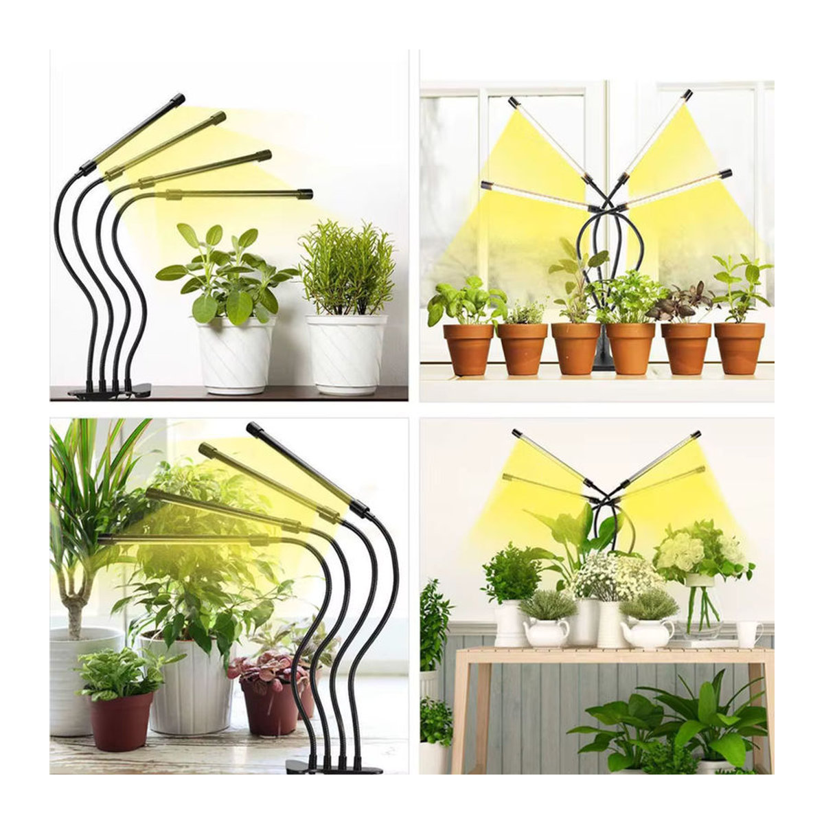 Clip-Pflanzenlampe mit LED-Vollspektrum, USB-Anschluss, Warmweißlicht und Timing-Dimmung in minimalistischem Design - Bild 3