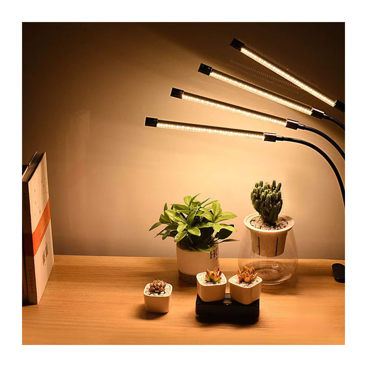 Clip-Pflanzenlampe mit LED-Vollspektrum, USB-Anschluss, Warmweißlicht und Timing-Dimmung in minimalistischem Design - Bild 4