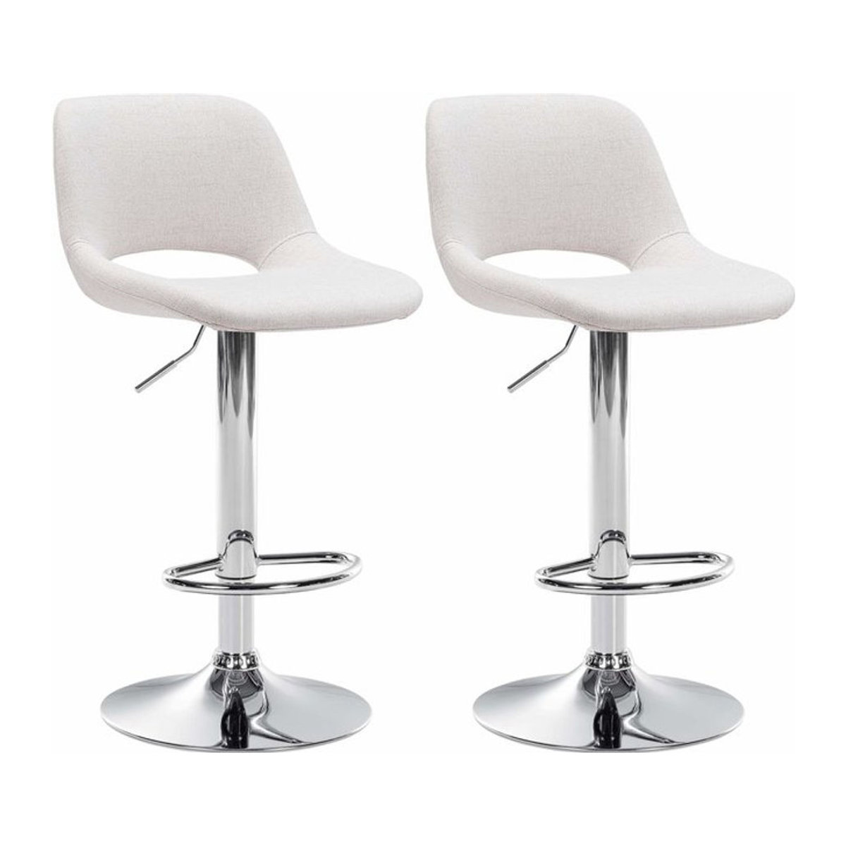 CLP 2er Set Barhocker Camden Modern in Beige mit Stoff-Bezug und Chrom-Gestell - Bild 1