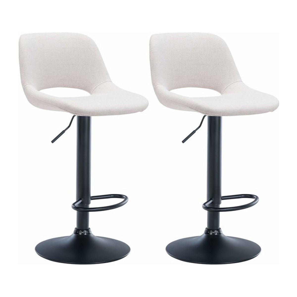 CLP 2er Set Barhocker Camden Modern in Beige mit Stoffbezug und Metallgestell - Bild 1