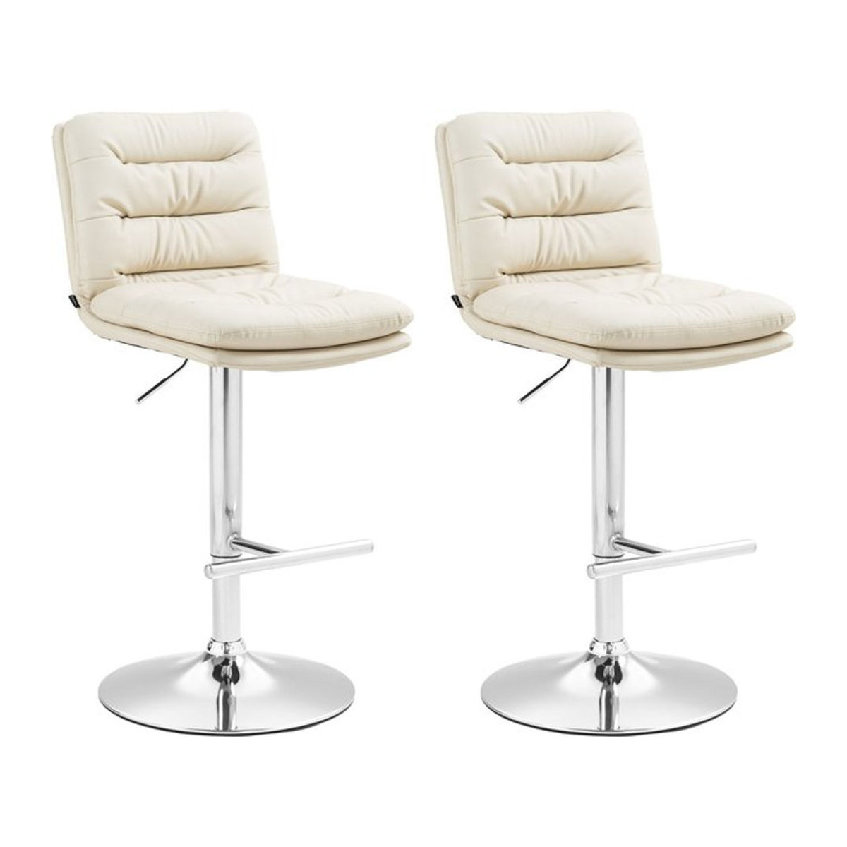 CLP 2er Set Barhocker Damar in Beige mit Kunstlederbezug und Chrom-Elementen, höhenverstellbare Tresenhocker mit Rückenlehne und Fußstütze - Bild 1
