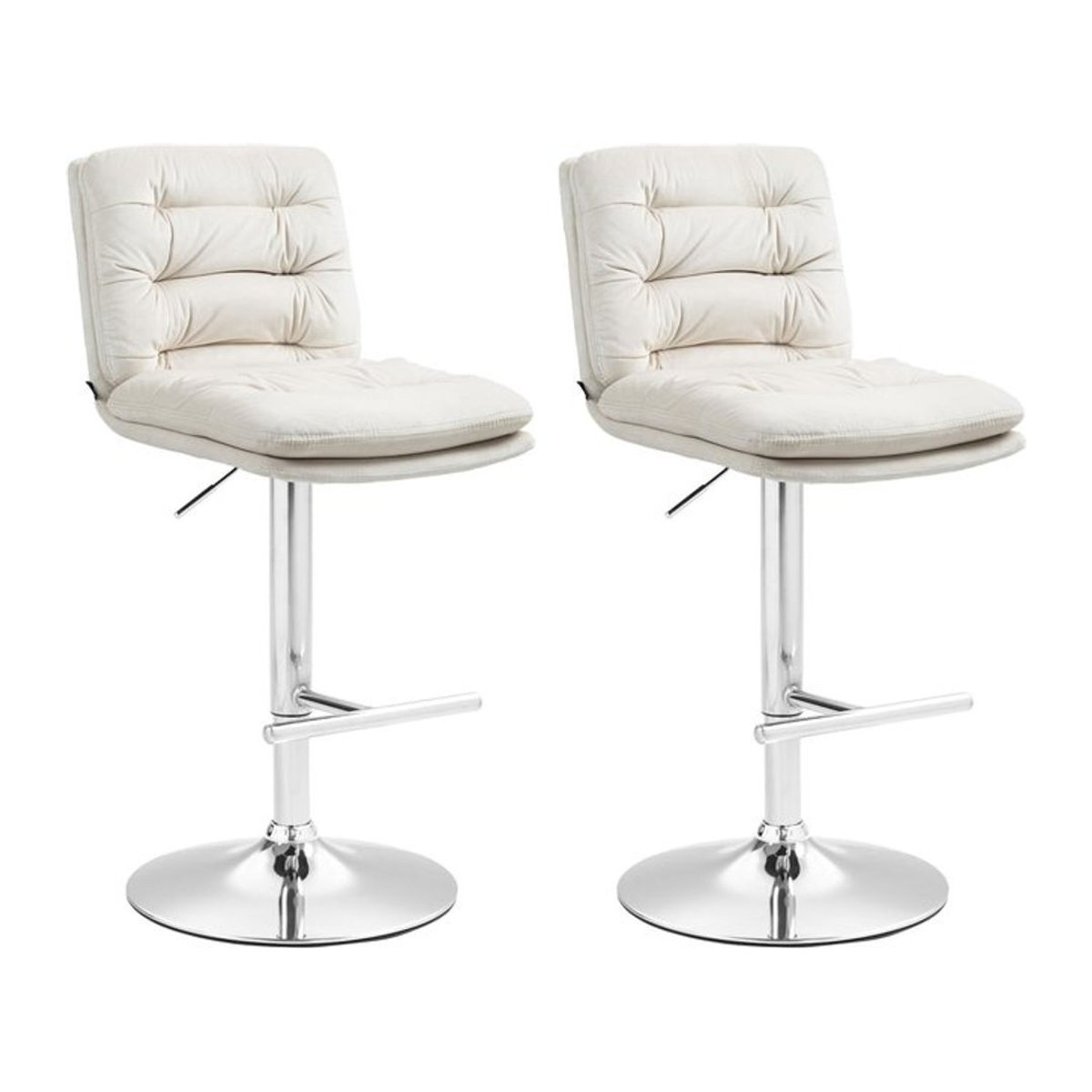 CLP 2er Set Barhocker Damar in Beige mit Samtbezug, höhenverstellbare und drehbare Tresenhocker mit Rückenlehne und Fußstütze - Bild 1