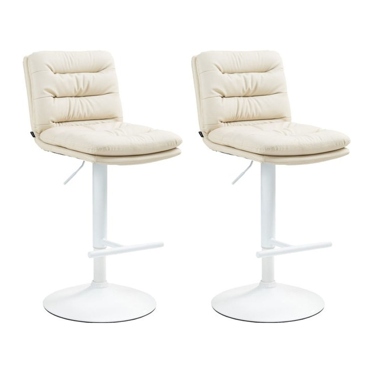 CLP 2er Set Barhocker Damar Modern in Beige mit Kunstlederbezug, höhenverstellbar und drehbar mit Fußstütze und Rückenlehne - Bild 1
