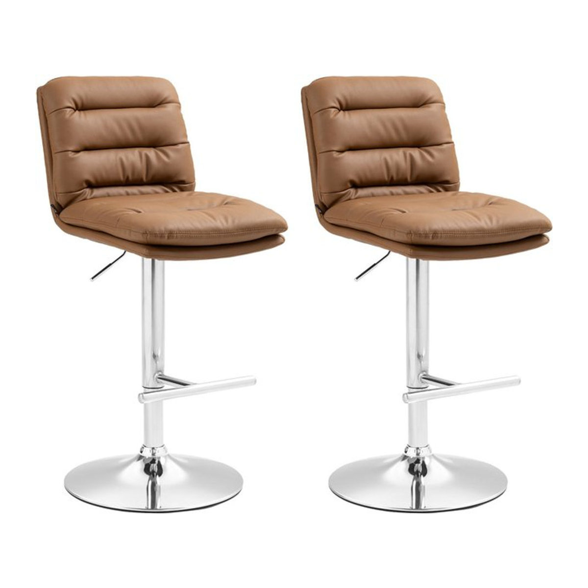 CLP 2er Set Barhocker Damar Modern in Braun mit Kunstlederbezug und Chrom-Elementen - Bild 1
