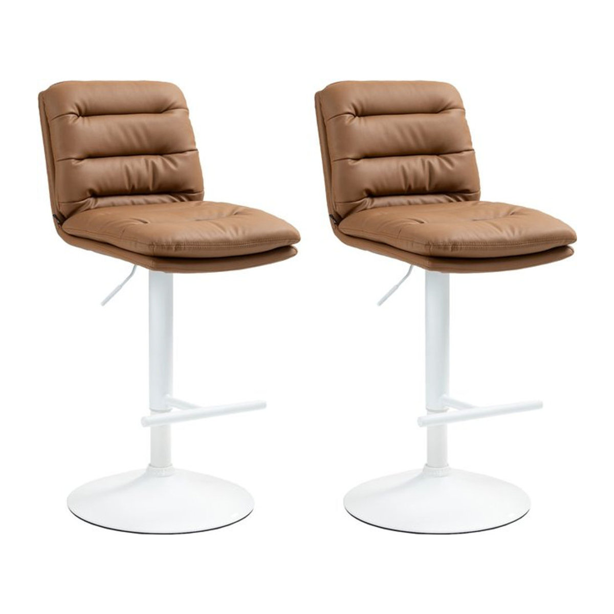 CLP 2er Set Barhocker Damar Modern in Braun mit Kunstlederbezug und Metallgestell, höhenverstellbar und drehbar mit Rückenlehne und Fußstütze - Bild 1