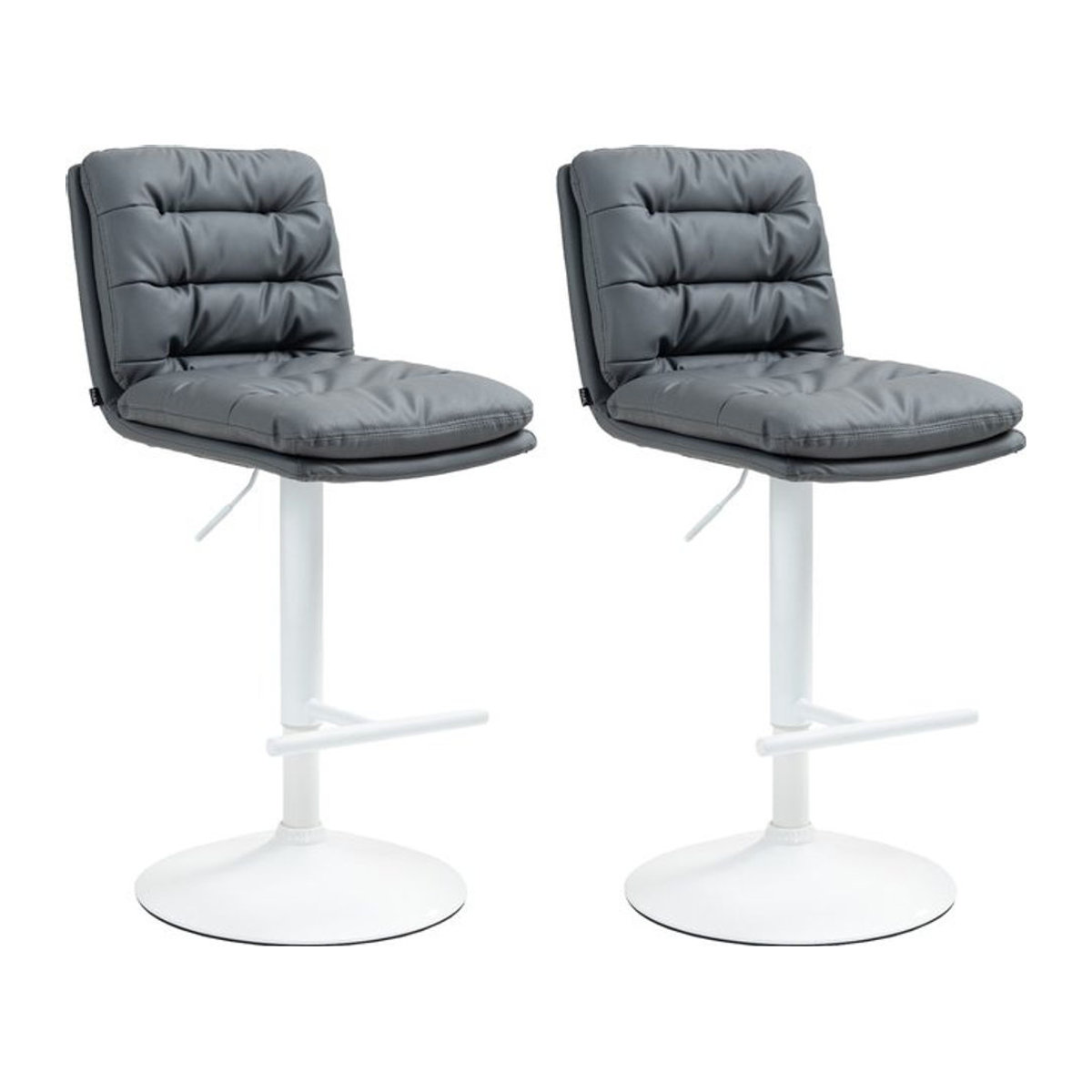 CLP 2er Set Barhocker Damar Modern in Grau mit Kunstlederbezug, höhenverstellbar und drehbar mit Fußstütze und Rückenlehne - Bild 1