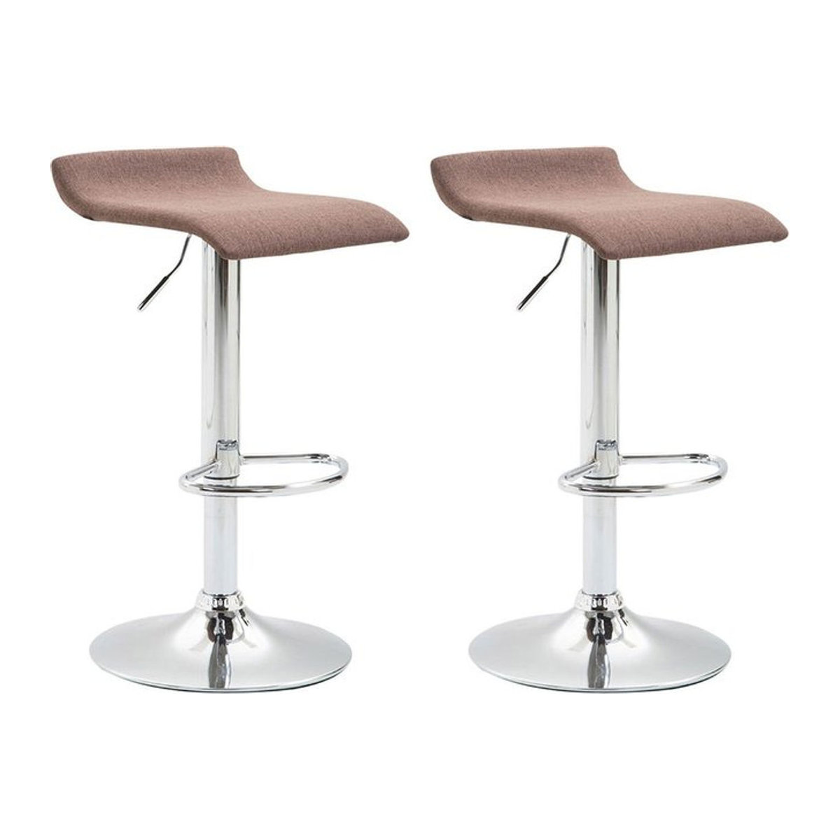 CLP 2er Set Barhocker Dyn mit Stoffbezug und Chrom-Gestell, höhenverstellbare Thekenhocker mit Fußstütze und Trompetenfuß in modernem Design - Bild 1