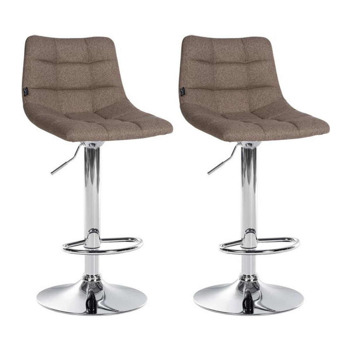 CLP 2er Set Barhocker Jerry aus Stoff in Modern Design, höhenverstellbare Barstühle mit Rückenlehne und Fußablage, 360 Grad drehbar - Bild 1