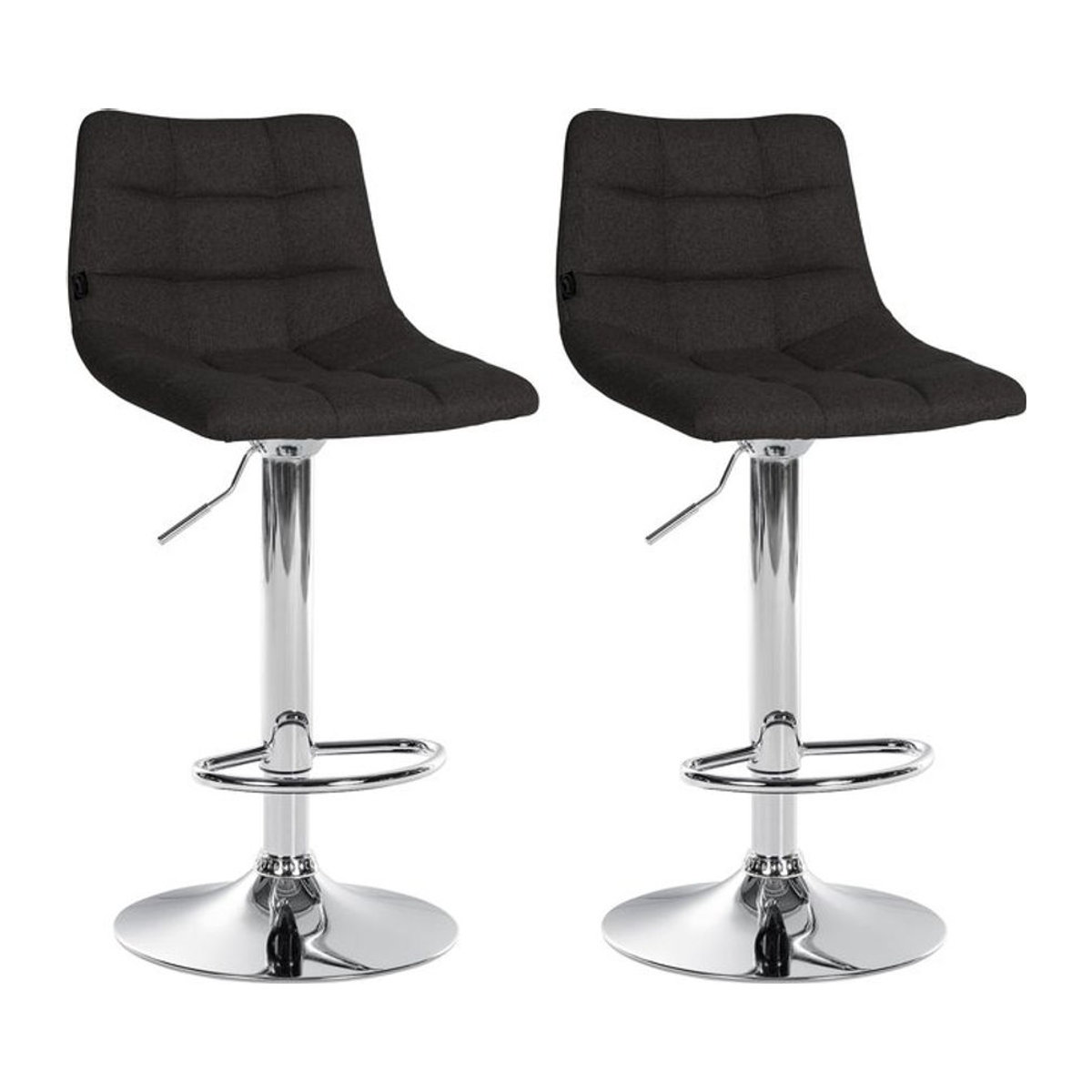CLP 2er Set Barhocker Jerry in Schwarz aus Stoff, moderne höhenverstellbare Barstühle mit Rückenlehne und Fußablage, 360 Grad drehbar - Bild 1