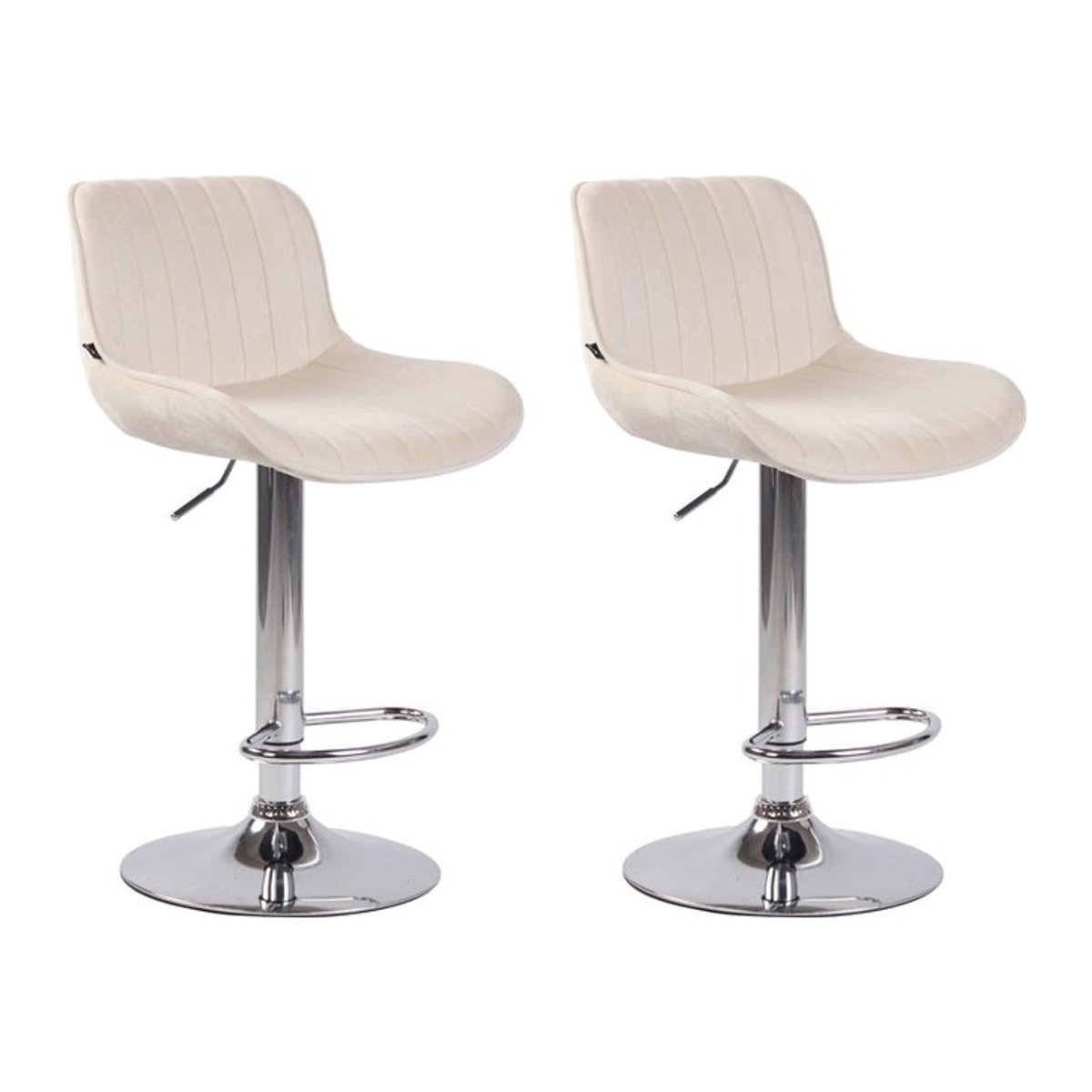 CLP 2er Set Barhocker Lentini aus Samt in Beige mit Chrom-Fuß und 360 Grad Drehbarkeit - Bild 1