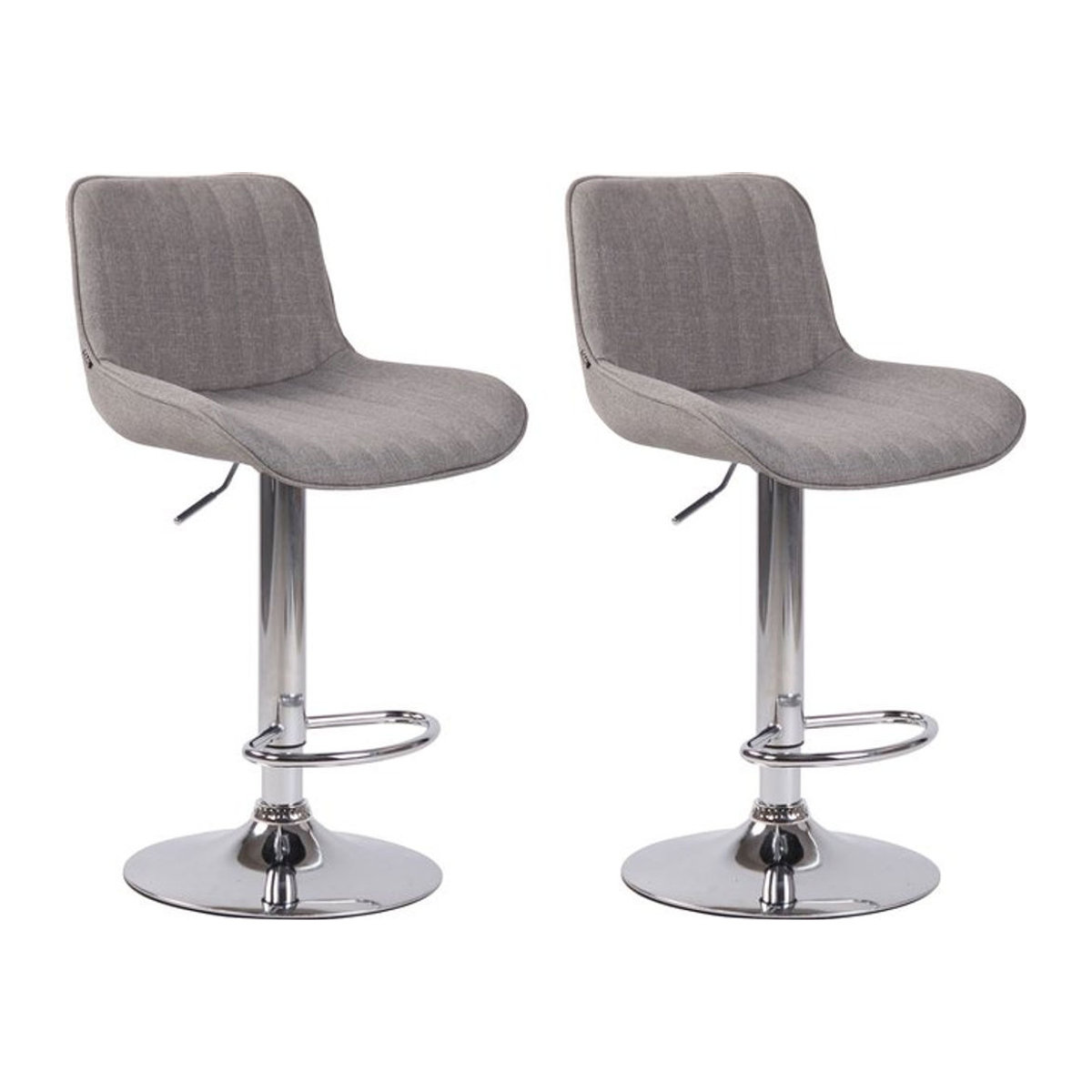 CLP 2er Set Barhocker Lentini Modern aus Stoff in Grau mit Chrom-Gestell - Bild 1