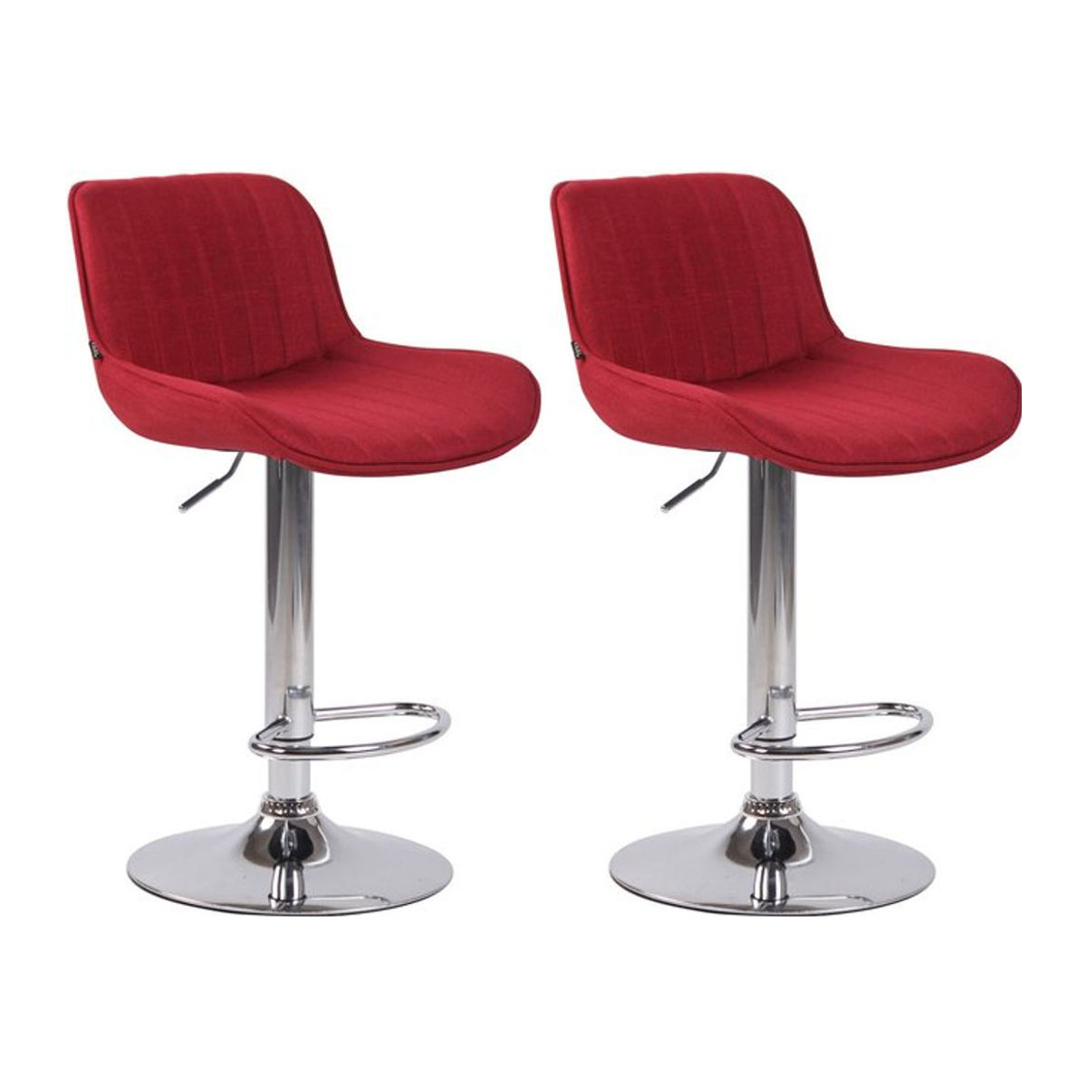 CLP 2er Set Barhocker Lentini Modern aus Stoff in Rot mit Chrom-Gestell, höhenverstellbar und 360 Grad drehbar - Bild 1