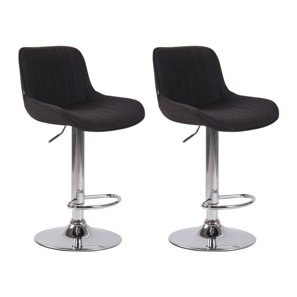 CLP 2er Set Barhocker Lentini Modern aus Stoff in Schwarz mit Chrom-Gestell und Höhenverstellung - Bild 1