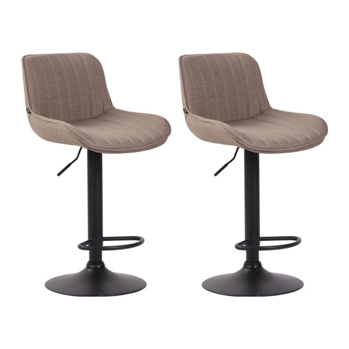 CLP 2er Set Barhocker Lentini Modern aus Stoff in Taupe Meliert, Höhenverstellbare Thekenhocker mit Fußstütze und 360 Grad Drehbarkeit - Bild 1