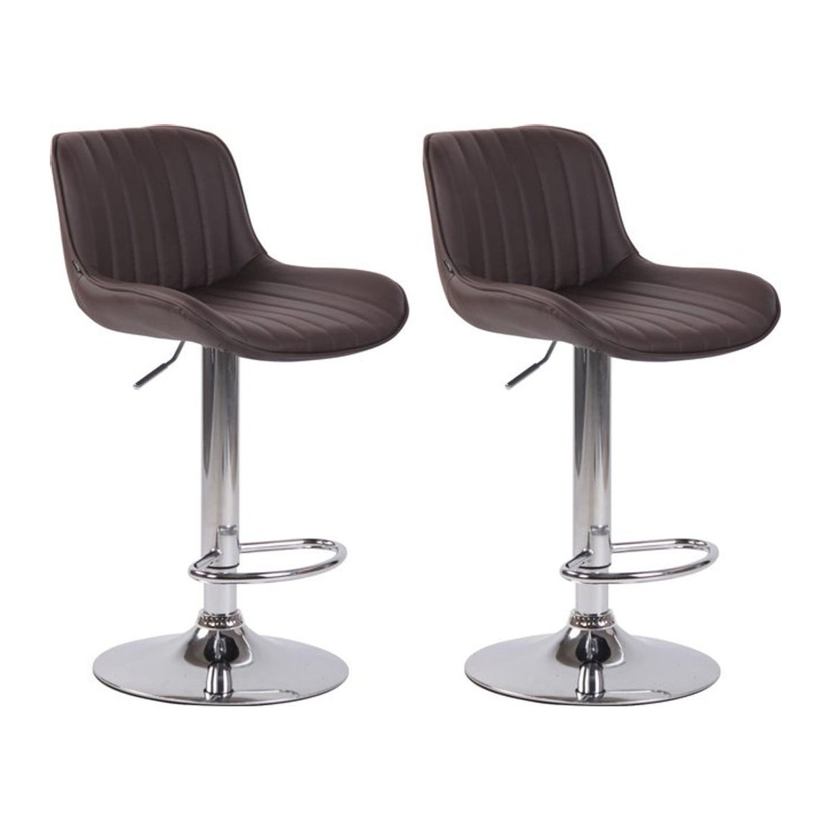 CLP 2er Set Barhocker Lentini Modern in Braun aus Kunstleder mit Fußstütze, höhenverstellbar und 360 Grad drehbar mit Chrom-Elementen - Bild 1