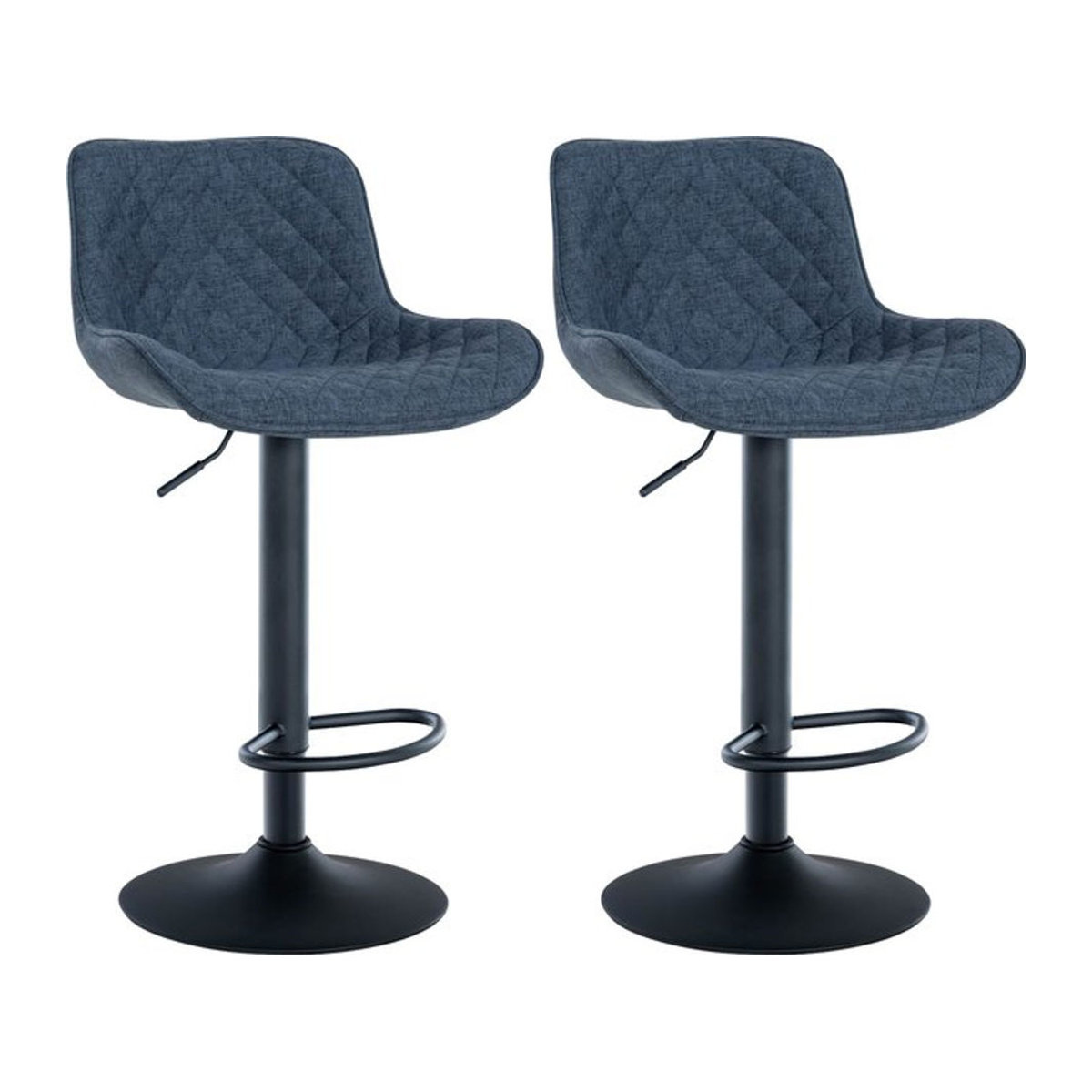 CLP 2er Set Barhocker Minosa Blau mit Stoffpolsterung und Metallfußstützen, höhenverstellbare Drehstühle im modernen Design - Bild 1