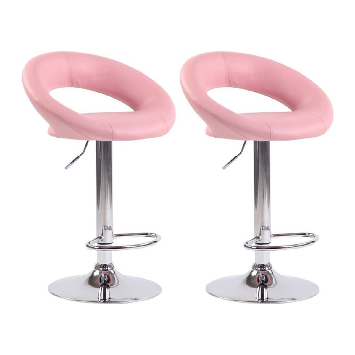 CLP 2er Set Barhocker Olinda in Rosa aus Kunstleder mit höhenverstellbarem Metallgestell und Fußstütze - Bild 1