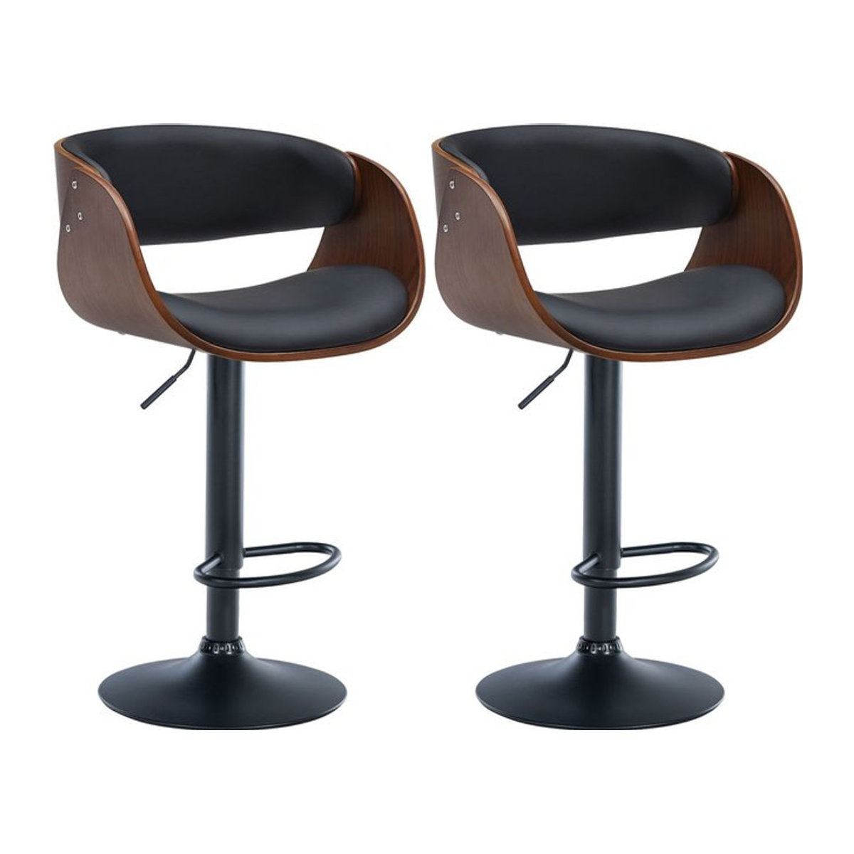 CLP 2er Set Barhocker Portmore aus Kunstleder mit Lehne und Metallgestell - Bild 1