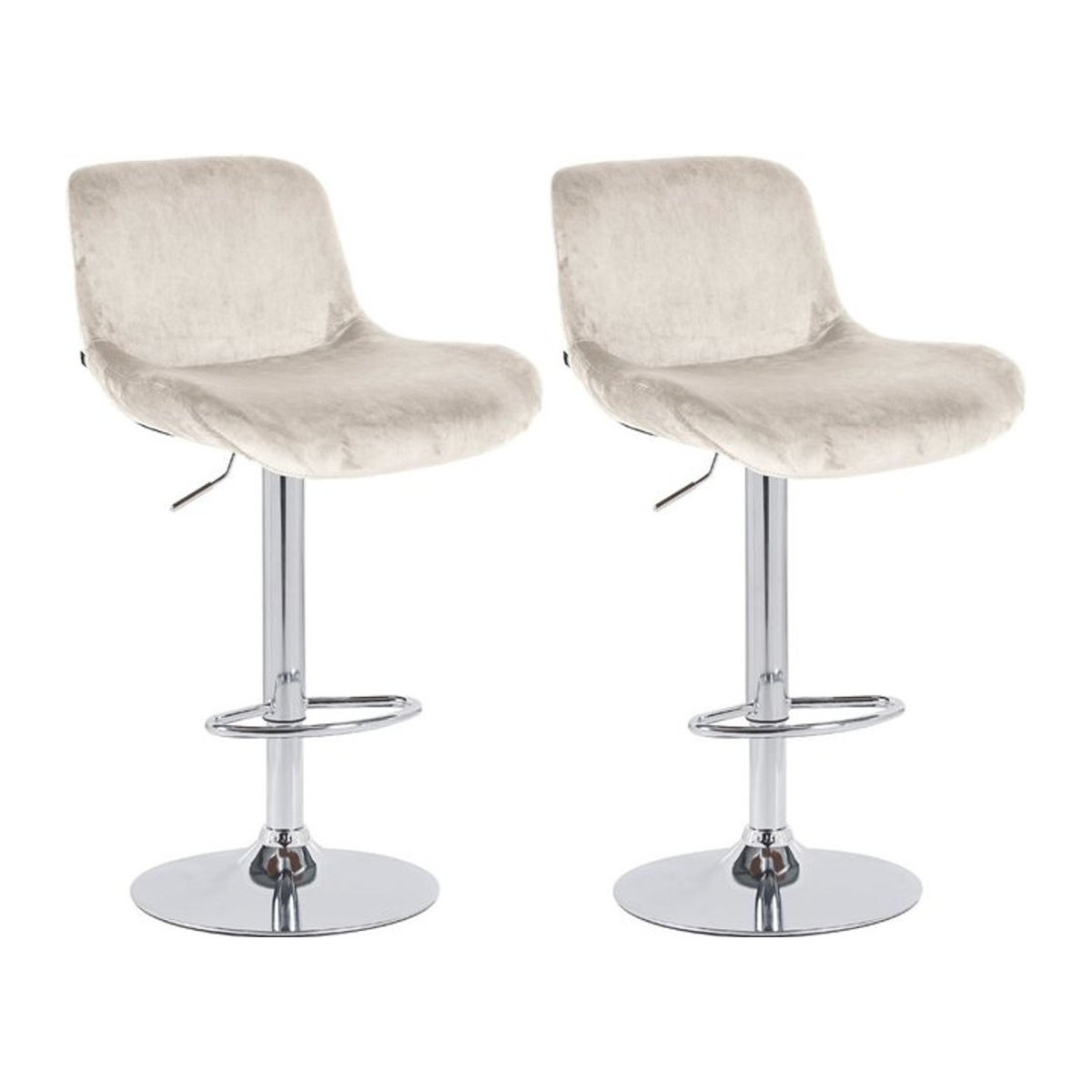 CLP 2er Set Barhocker Solon in Beige mit Samt- oder Stoffbezug und Chrom-Gestell, höhenverstellbare und drehbare gepolsterte Barstühle mit Rückenlehne - Bild 1
