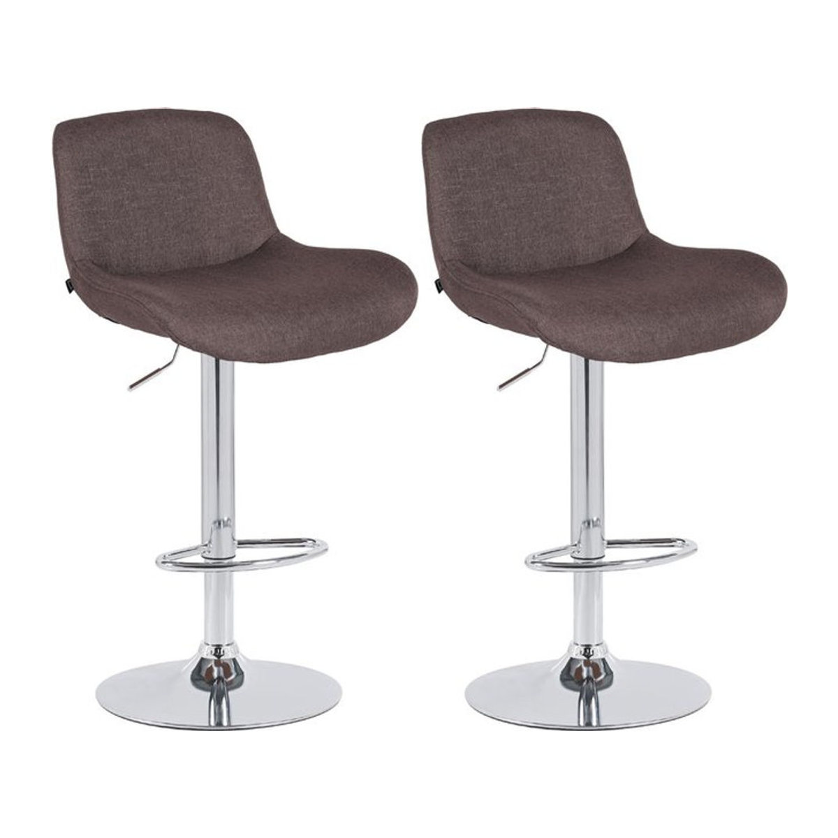 CLP 2er Set Barhocker Solon in Chrom mit Samt- oder Stoffbezug, höhenverstellbare und drehbare gepolsterte Barstühle mit Rückenlehne im modernen Design - Bild 1