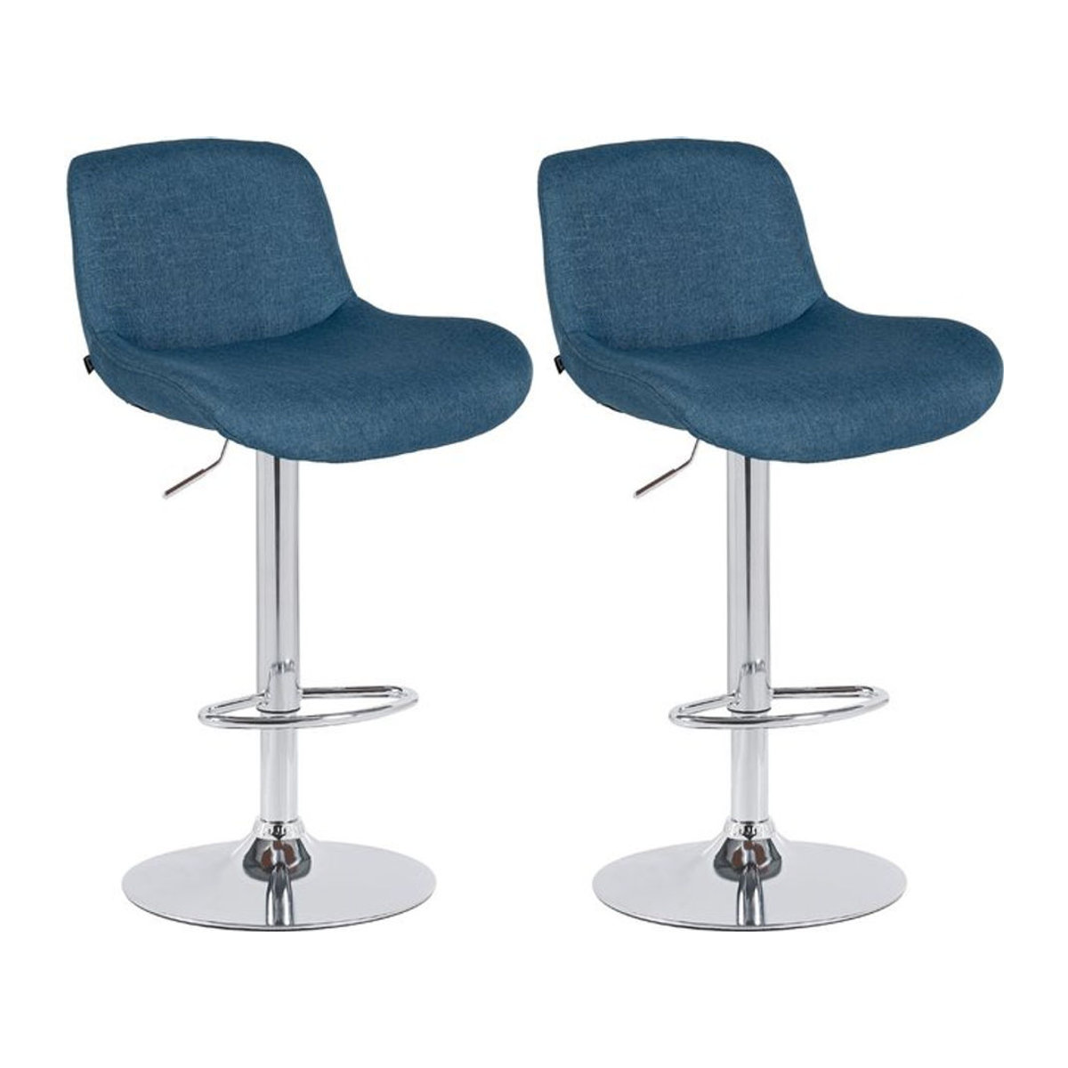 CLP 2er Set Barhocker Solon Modern in Blau mit Samt- oder Stoffbezug und Chrom-Gestell, höhenverstellbar und drehbar - Bild 1