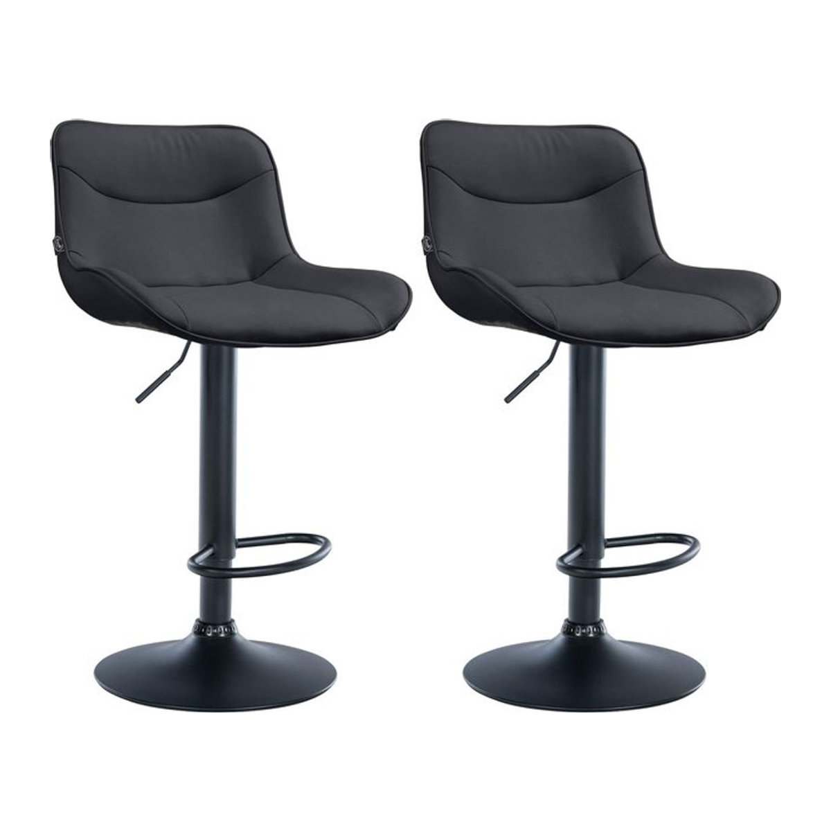 CLP 2er Set Barhocker Vonore Modern in Schwarz aus Kunstleder mit Metallgestell, höhenverstellbar, 360 Grad drehbar mit Lehne und Fußstütze - Bild 1