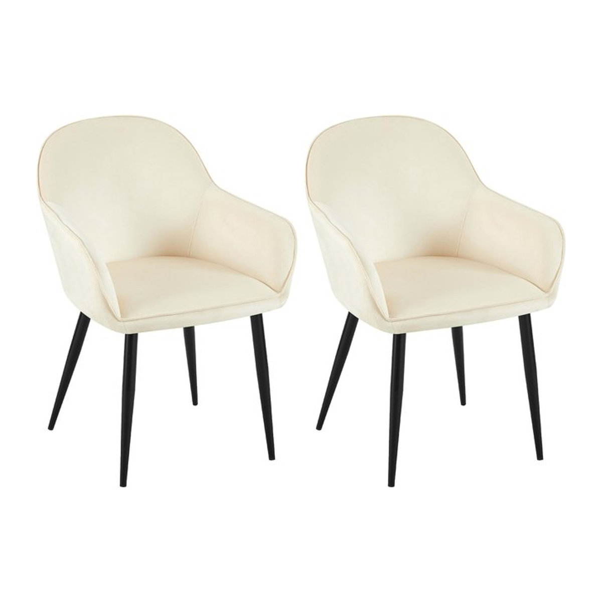 CLP 2er Set Esszimmerstuhl Boise Modern aus Samt mit Armlehnen und Metallgestell in Beige - Bild 1
