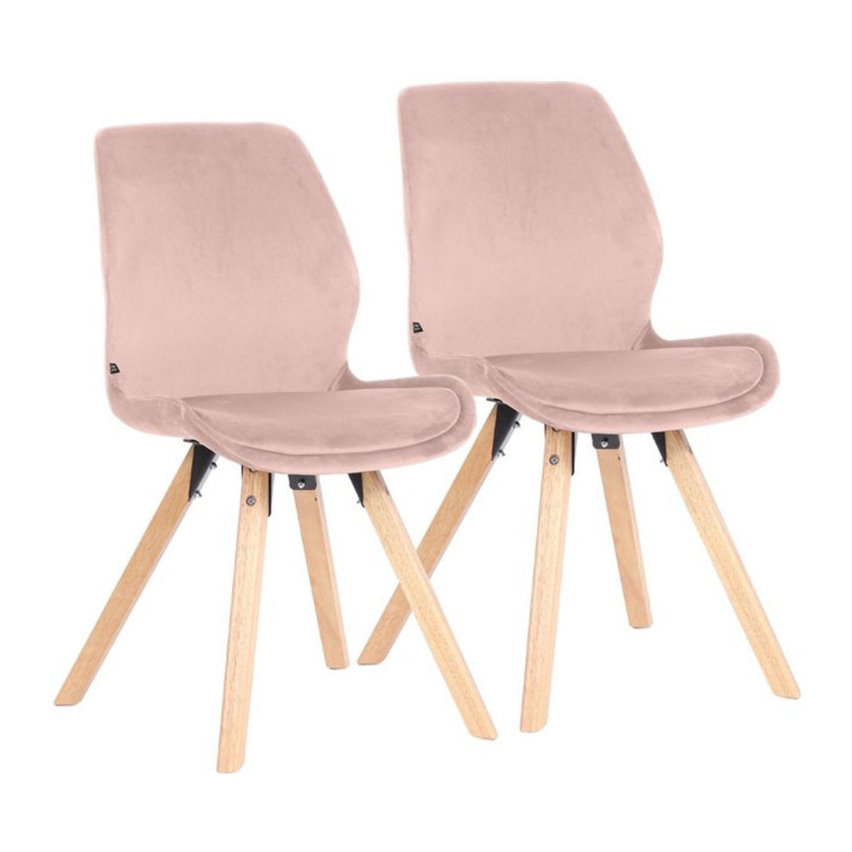 CLP 2er Set Esszimmerstuhl Luna Polsterstuhl in Rosa mit Buche-Beinen im skandinavischen Design - Bild 1
