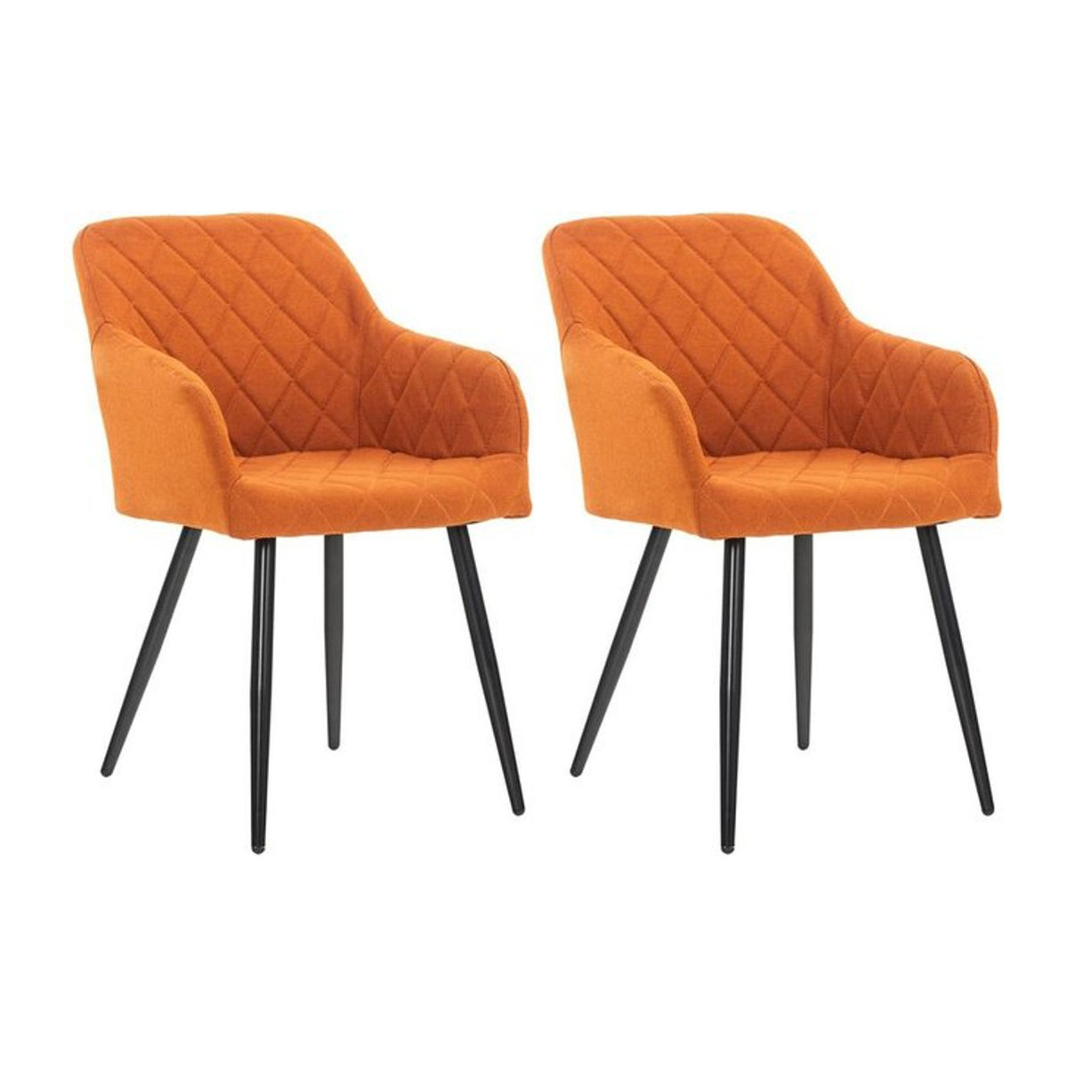 CLP 2er Set Esszimmerstuhl Shila Polsterstuhl mit Armlehnen in Orange Modern Stoff - Bild 1