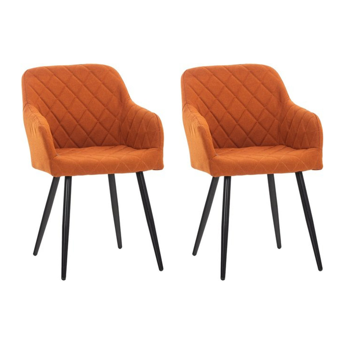 CLP 2er Set Esszimmerstuhl Shila Polsterstuhl mit Armlehnen in Orange Modern Stoff - Bild 2