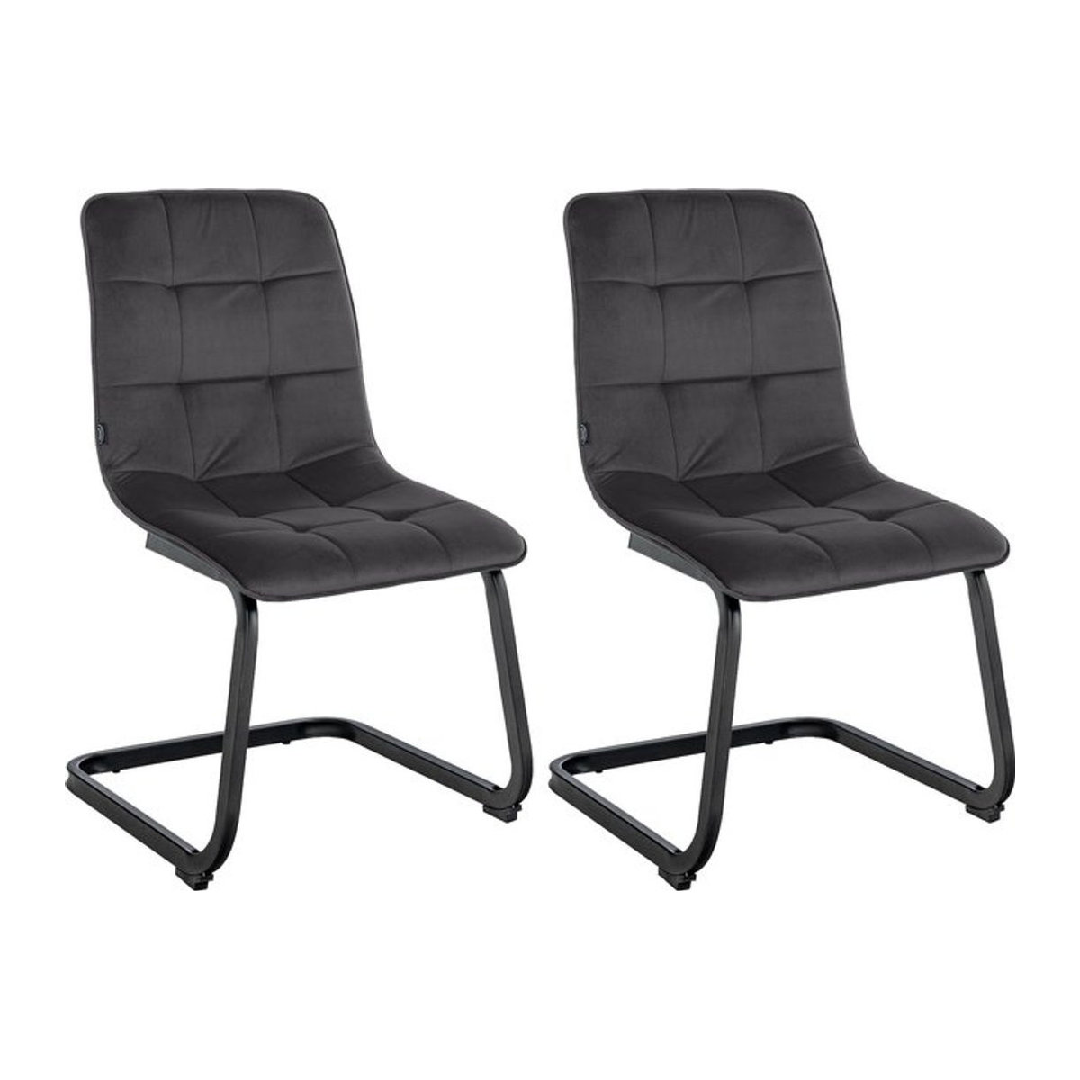 CLP 2er Set Esszimmerstuhl Vermont Freischwinger mit Samt-Bezug in Schwarz - Bild 1