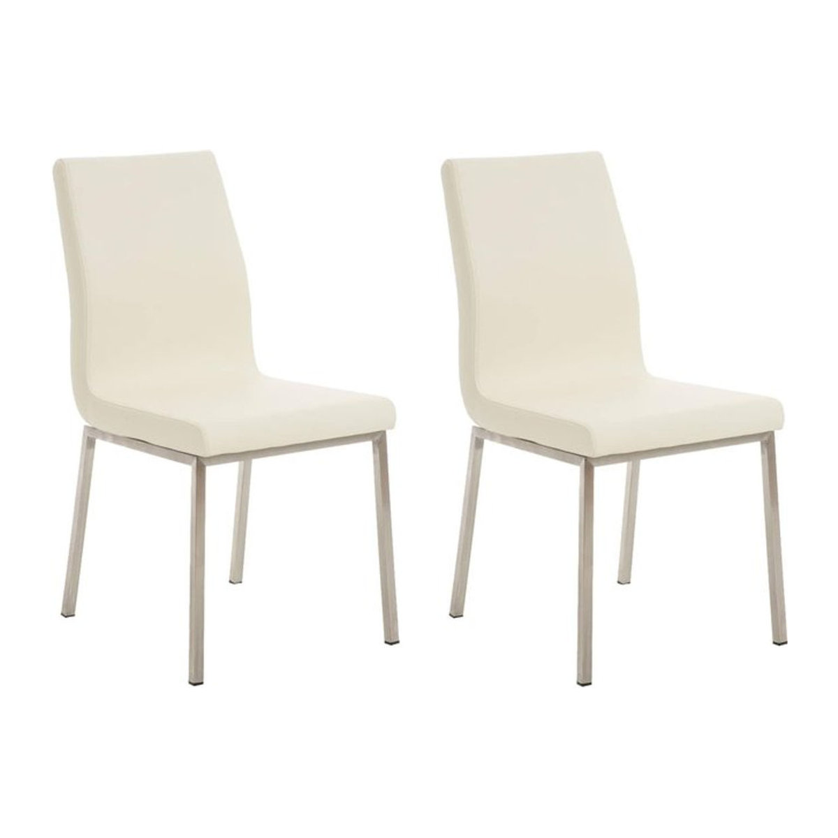 CLP 2er Set Esszimmerstühle Colmar in Beige mit Kunstledersitz und Edelstahlgestell - Bild 1