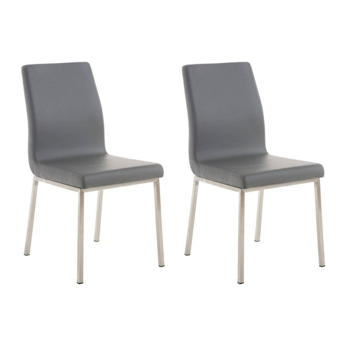 CLP 2er Set Esszimmerstühle Colmar Modern in Grau mit Kunstledersitz und Edelstahlgestell - Bild 1