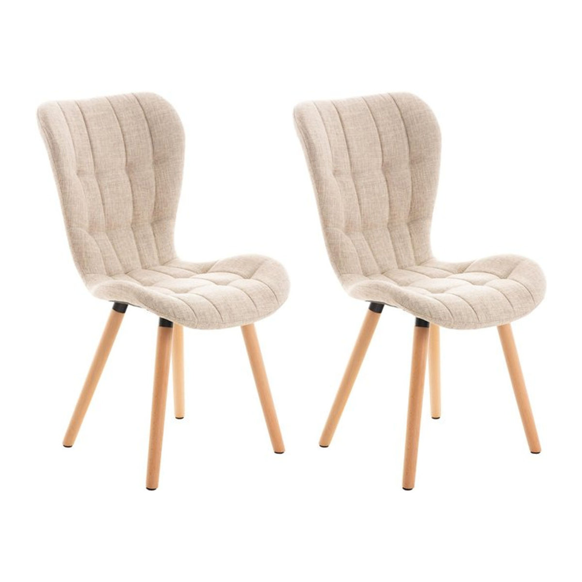 CLP 2er Set Esszimmerstühle Elda in Beige mit Samt, Stoff und Kunstleder sowie robustem Holzgestell im skandinavischen Design - Bild 1