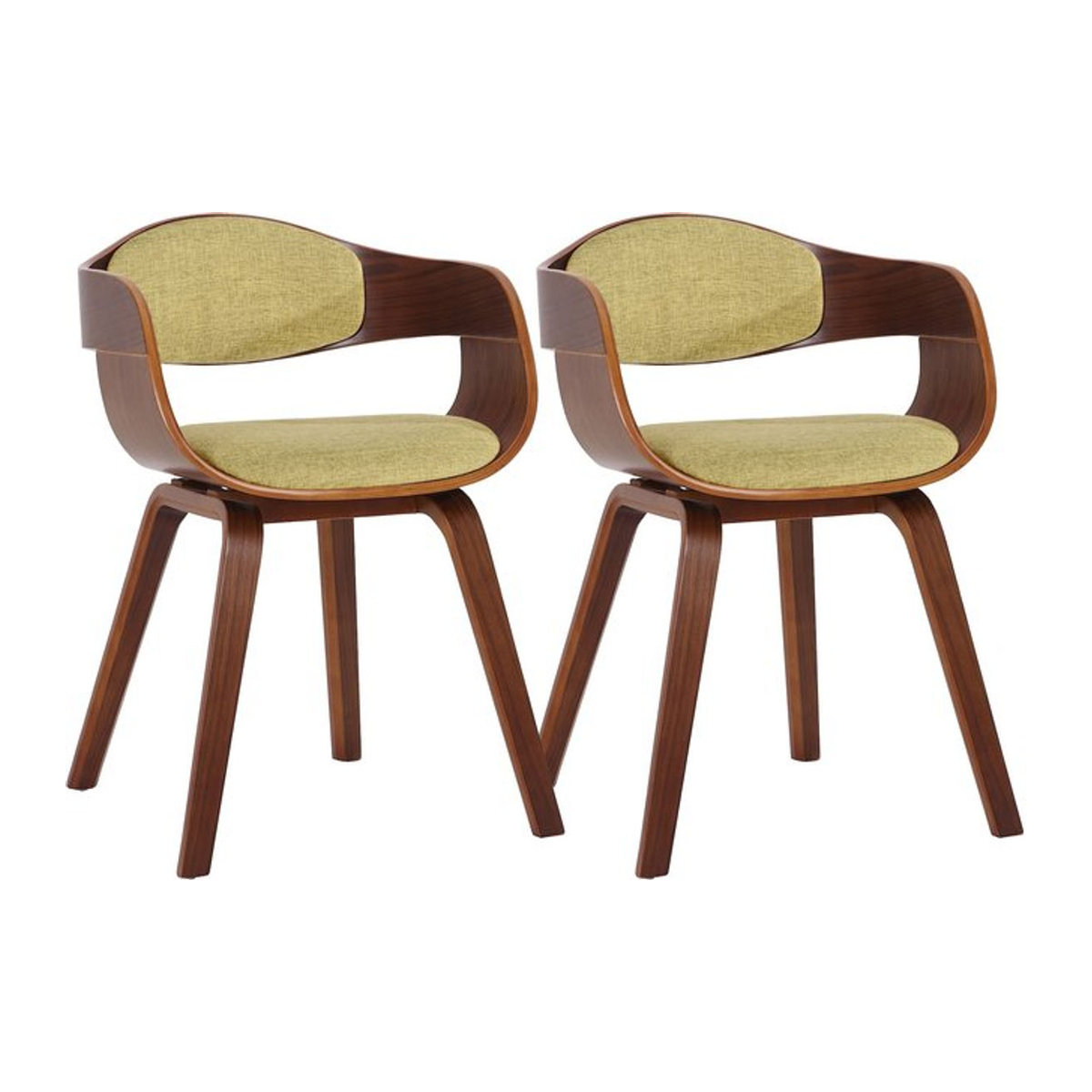 CLP 2er Set Esszimmerstühle Kingston ergonomisch mit umlaufender Rückenlehne und Holzgestell in Nussbaum Modern - Bild 1