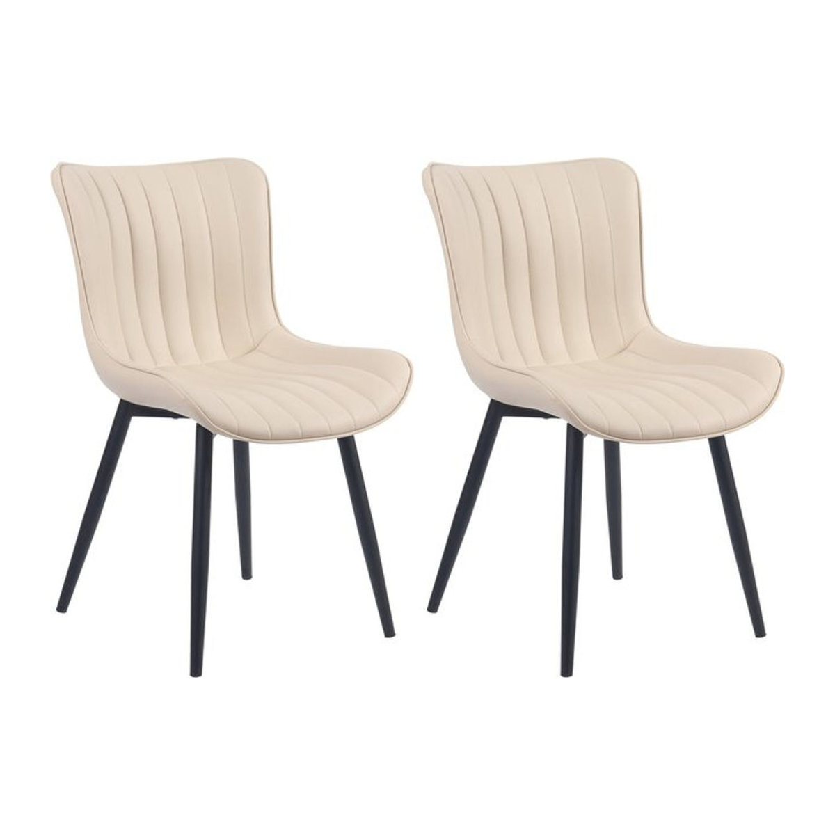 CLP 2er Set Esszimmerstühle Largo Modern Beige mit Samt- oder Kunstlederbezug und 4-Fuß Metallgestell - Bild 1