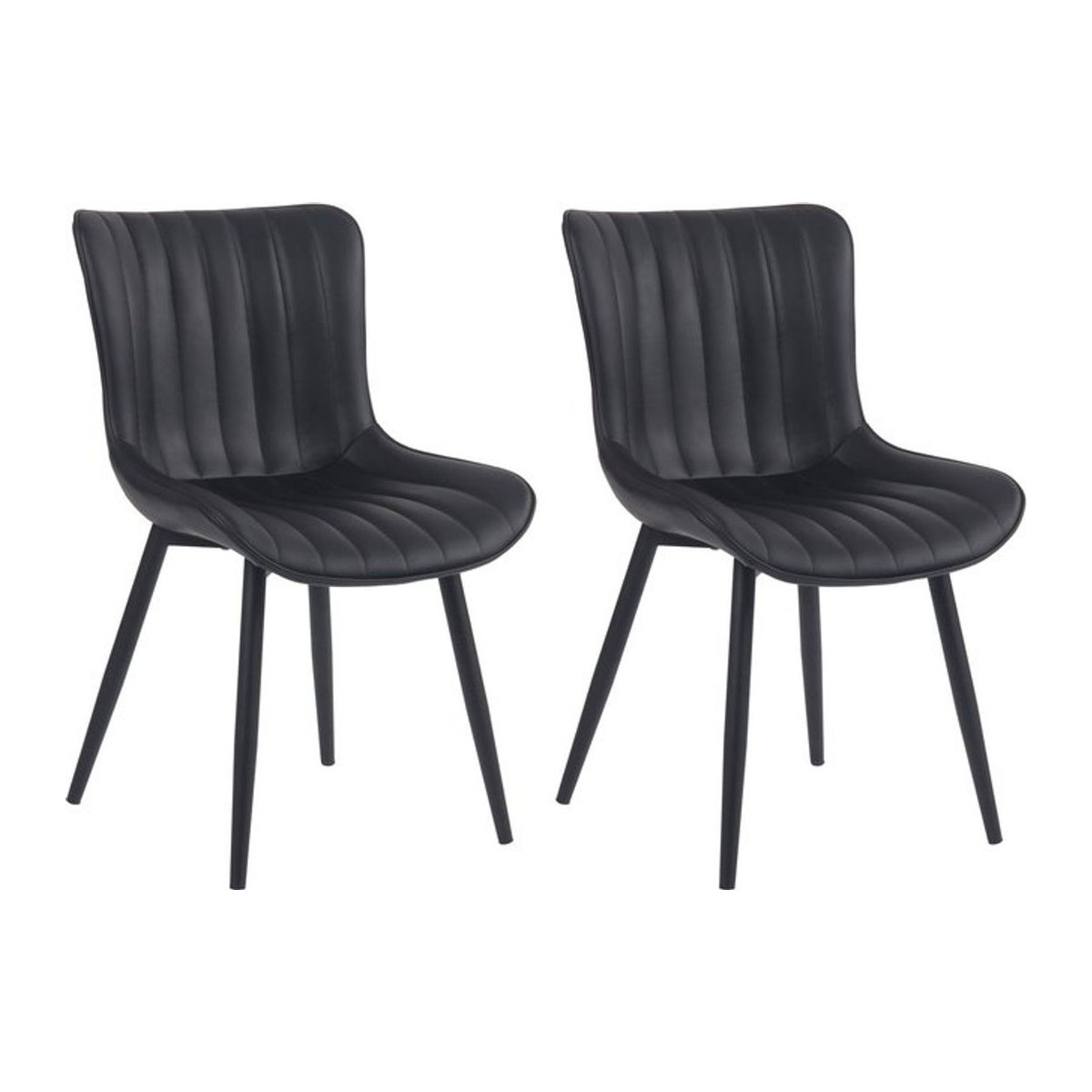 CLP 2er Set Esszimmerstühle Largo Modern mit Samt- oder Kunstlederbezug und 4-Fuß Metallgestell in Schwarz - Bild 1