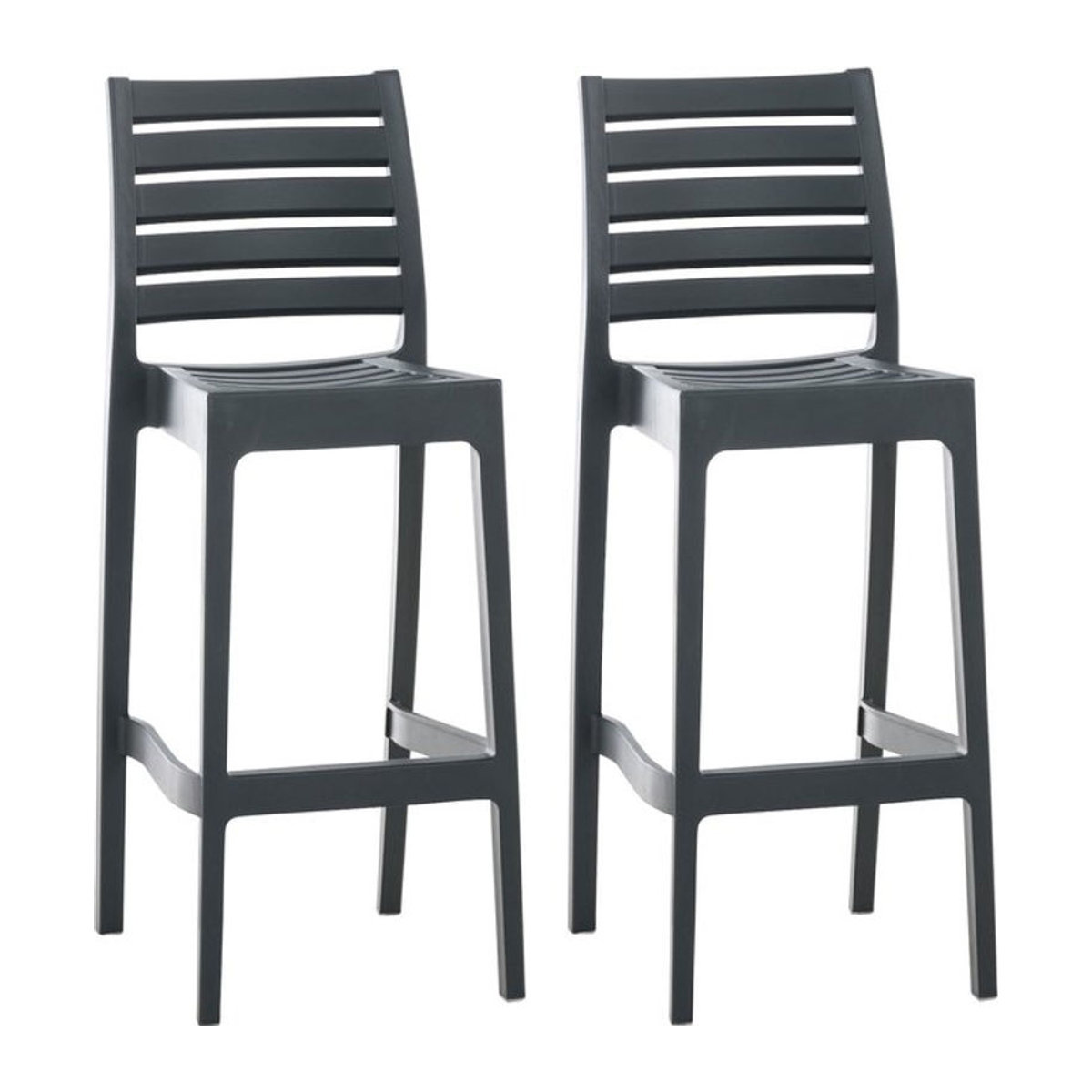 CLP 2er Set Outdoor-Barhocker Ares in Rattan-Optik aus Polyrattan, Anthrazit, B/T/H: 45 x 51 x 105 cm - Bild 1
