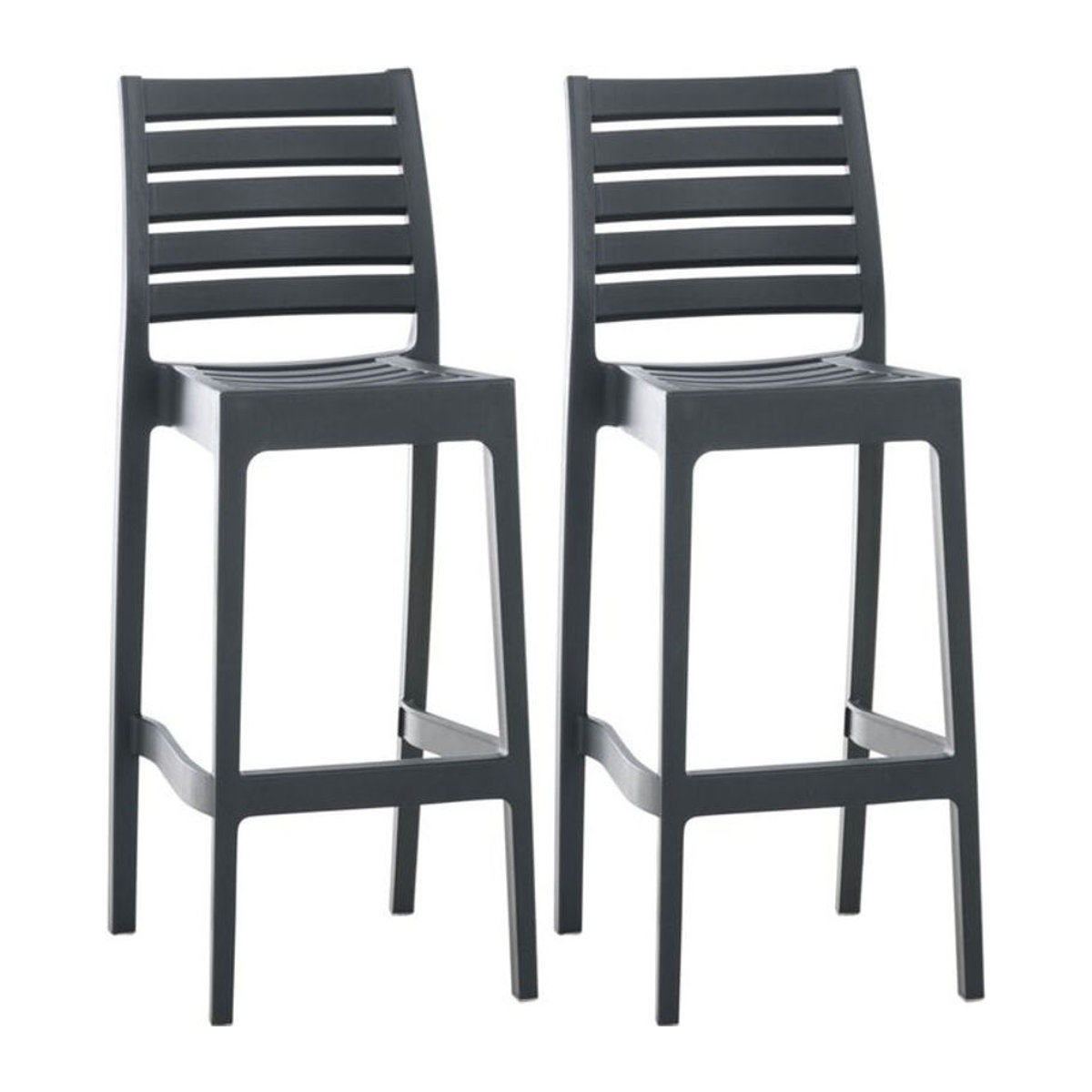 CLP 2er Set Outdoor-Barhocker Ares in Rattan-Optik aus Polyrattan, Anthrazit, B/T/H: 45 x 51 x 105 cm - Bild 2