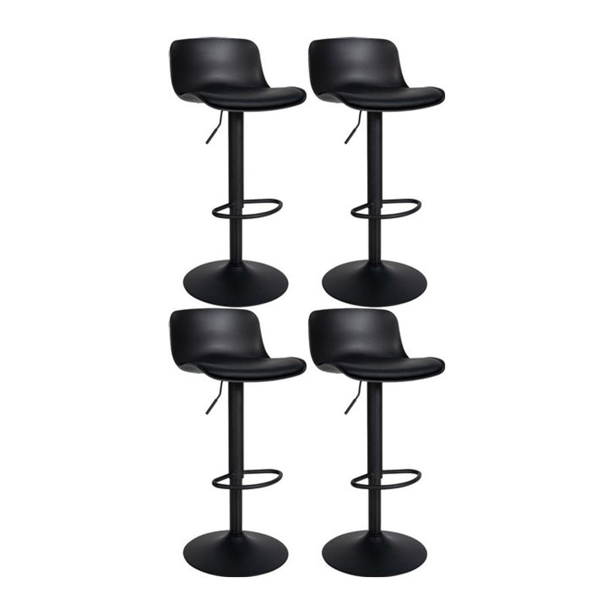 CLP 4er Set Barhocker Almada Modern in Schwarz mit Kunstleder-Bezug und Höhenverstellung - Bild 1