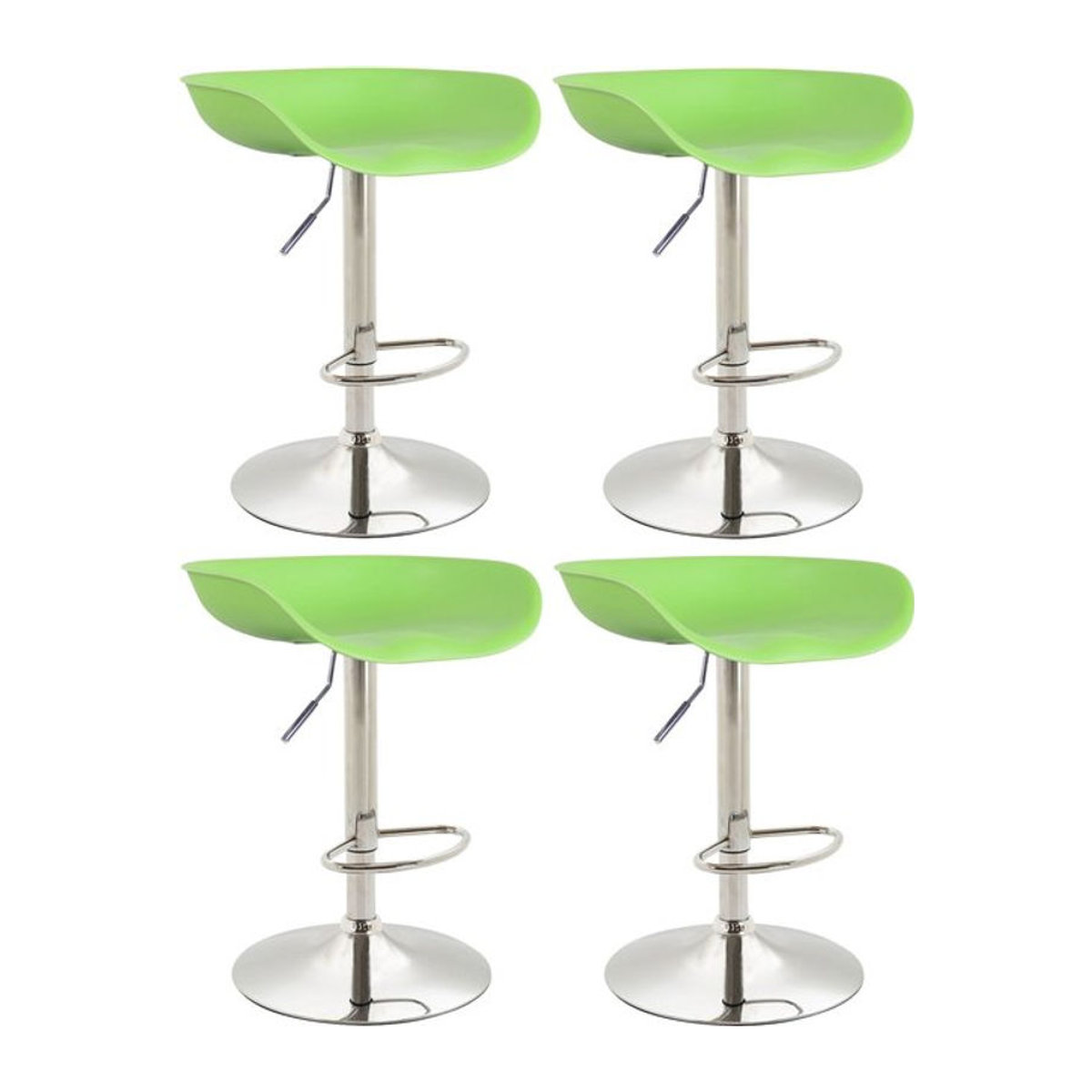 CLP 4er Set Barhocker Anaheim Modern aus Kunststoff in Grün mit Trompetenfuß und Fußstütze - Bild 1