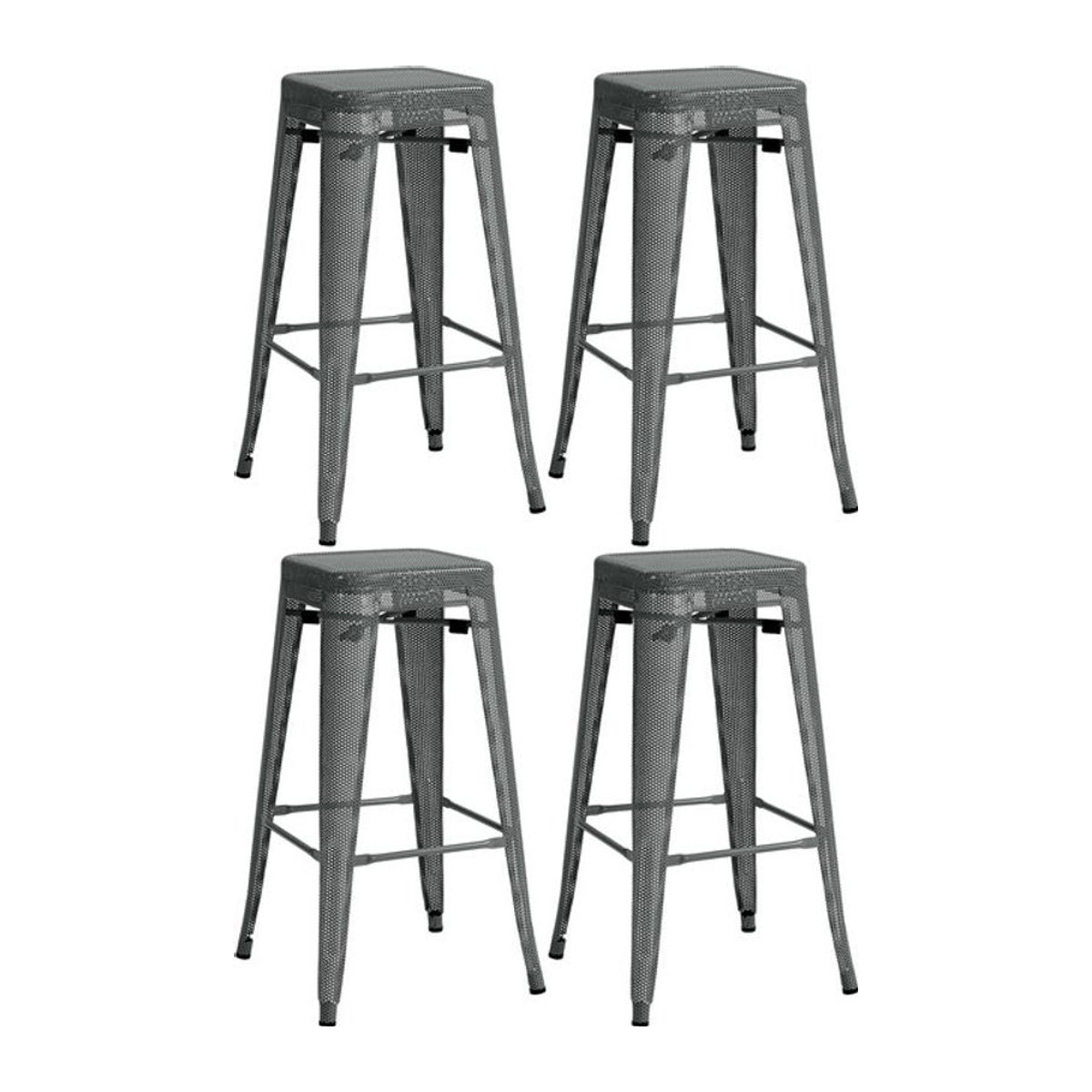 CLP 4er Set Barhocker Fletcher aus Metall in Grau im Industrial Design mit Bodenschonern und Fußstütze - Bild 1