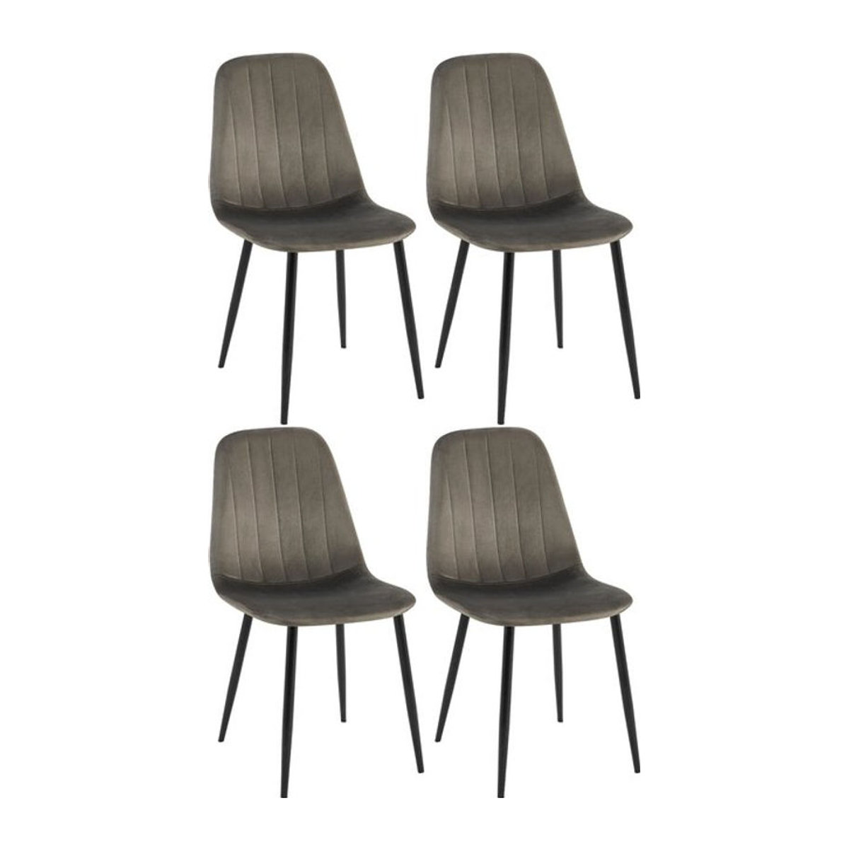 CLP 4er Set Esszimmerstühle Baxter aus Samt in Grau mit gesteppter Polsterung und Metallgestell im modernen Design - Bild 1