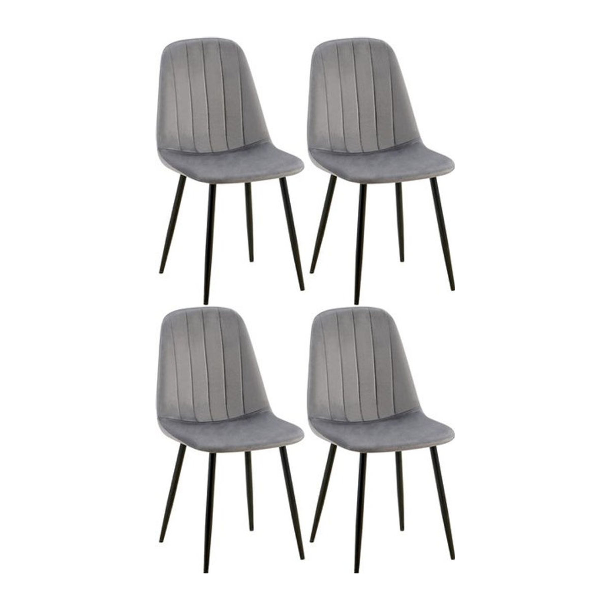 CLP 4er Set Esszimmerstühle Baxter aus Samt in Grau mit gesteppter Polsterung und Metallgestell im modernen Design - Bild 1
