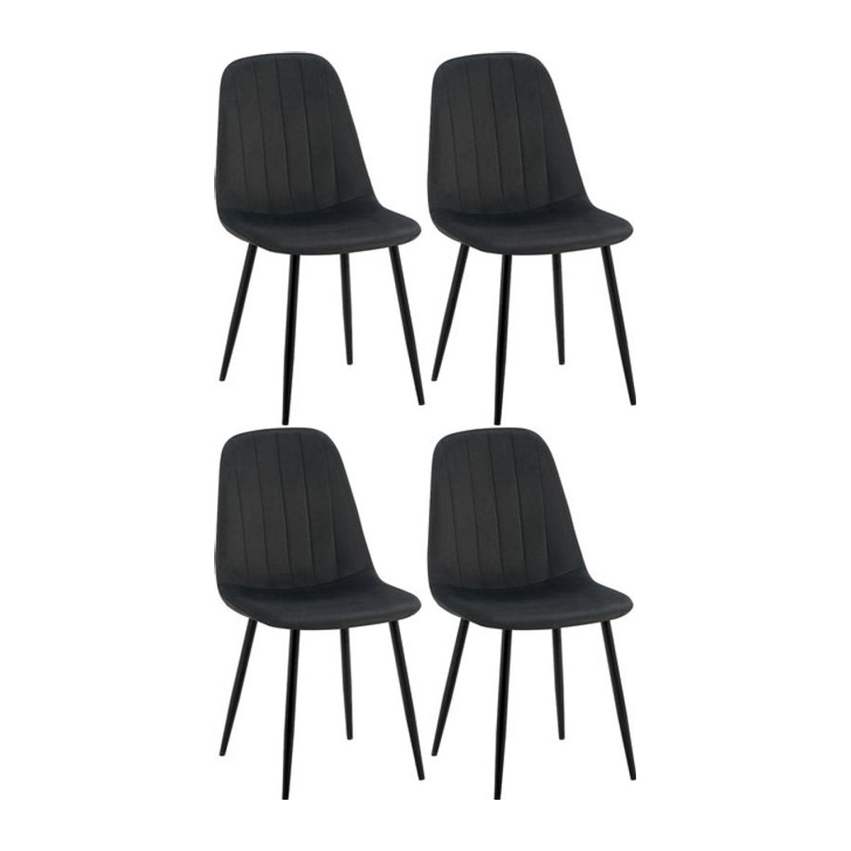 CLP 4er Set Esszimmerstühle Baxter aus Samt in Schwarz mit gesteppter Polsterung und Metall-Gestell im modernen Design - Bild 1