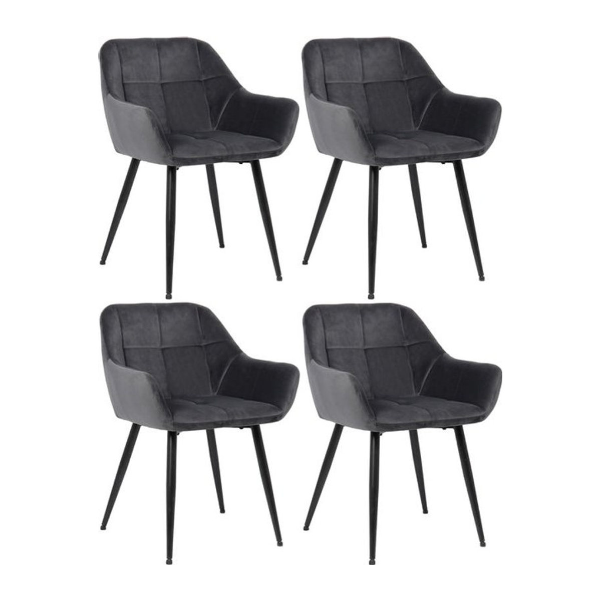 CLP 4er Set Esszimmerstühle Emia Modern mit Samtbezug in Grau und Metallgestell - Bild 1