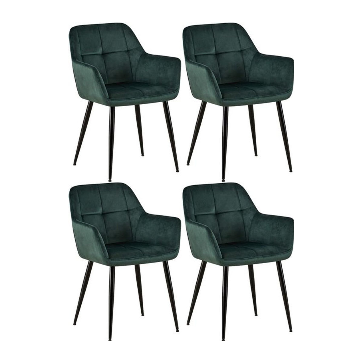 CLP 4er Set Esszimmerstühle Emia Modern mit Samtbezug in Grün und Metallgestell - Bild 1