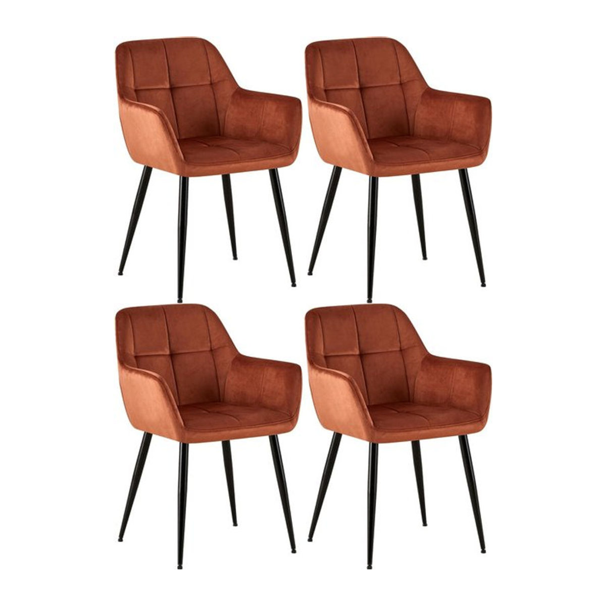 CLP 4er Set Esszimmerstühle Emia Modern mit Samtbezug und Metallgestell - Bild 1