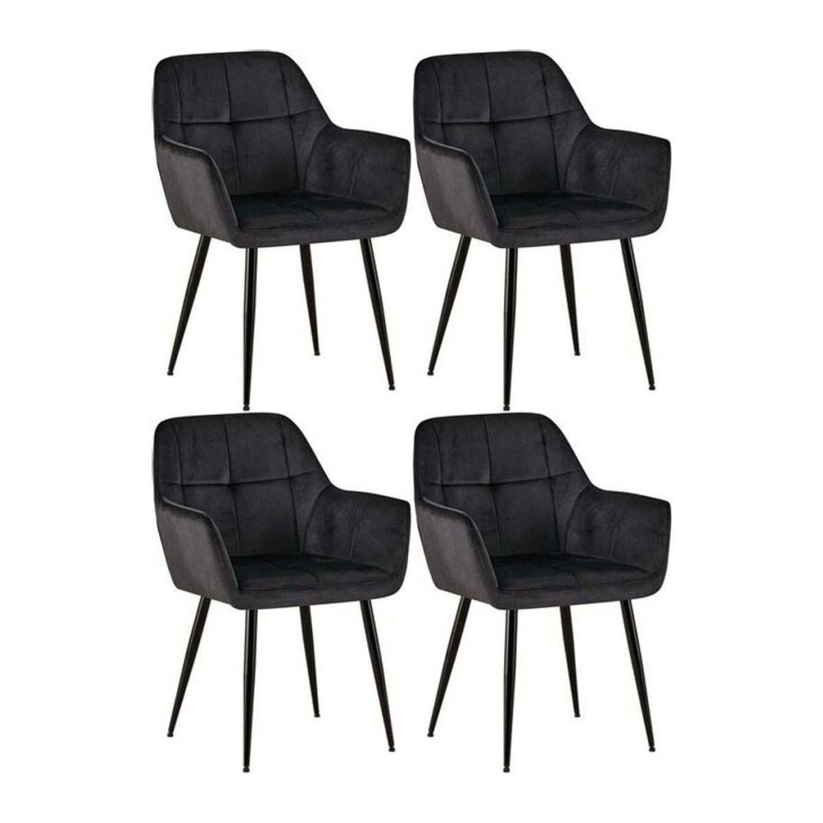 CLP 4er Set Esszimmerstühle Emia Modern Polsterstühle mit Samtbezug in Schwarz und Metallgestell - Bild 1